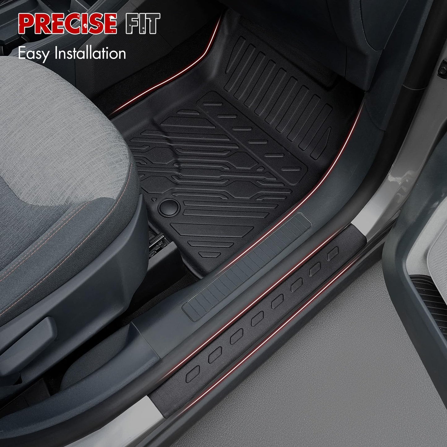Mabett Floor Mats with Door Sill Protectors for Ford Maverick Hybrid Accessories 2025 2024 2023 2022, All-Weather TPE Liner Mat Custom Fit Maverick Hybrid Model(NOT fit Gasoline)