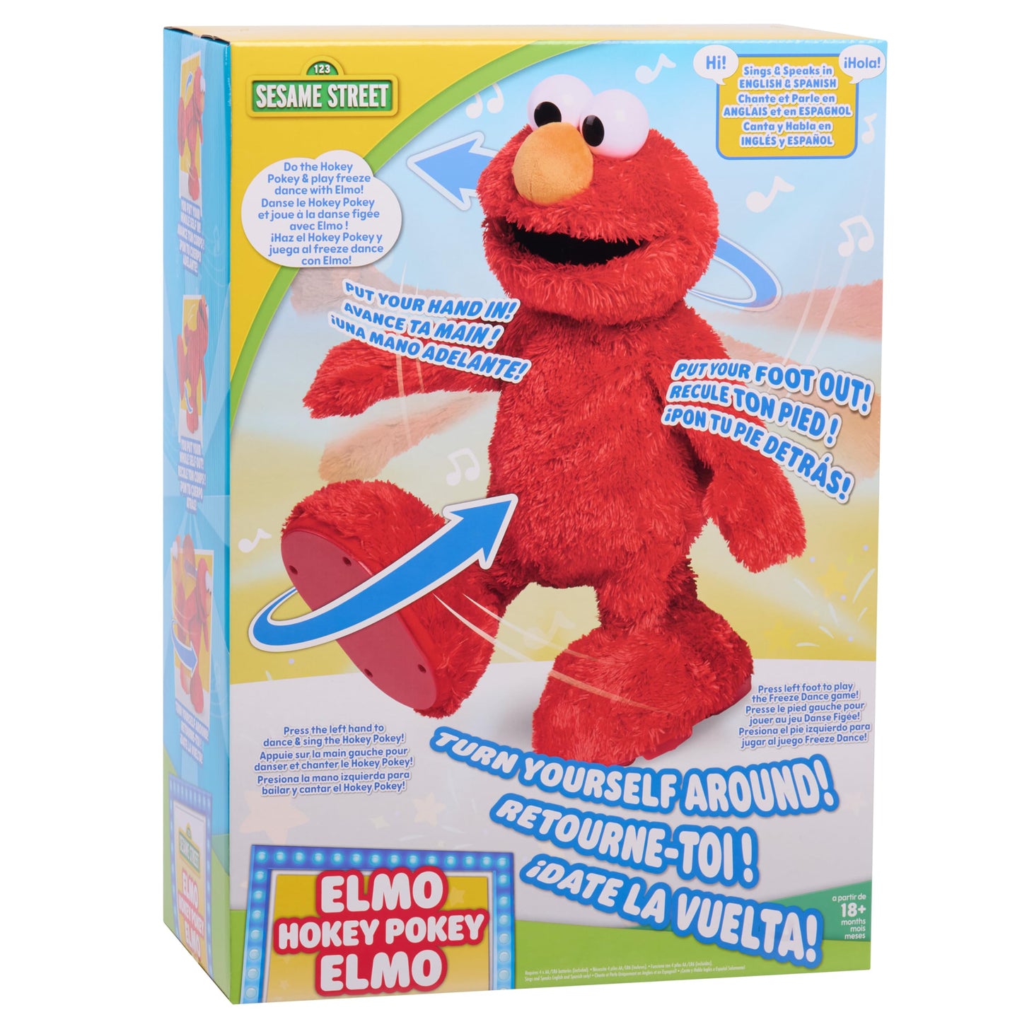 Sesame Street Hokey Pokey Elmo Interactive Toy with Music and Motion, 14-inch Bilingual Plush, Pretend Play, Kids Toys for Ages 18 Month, Gifts and Presents