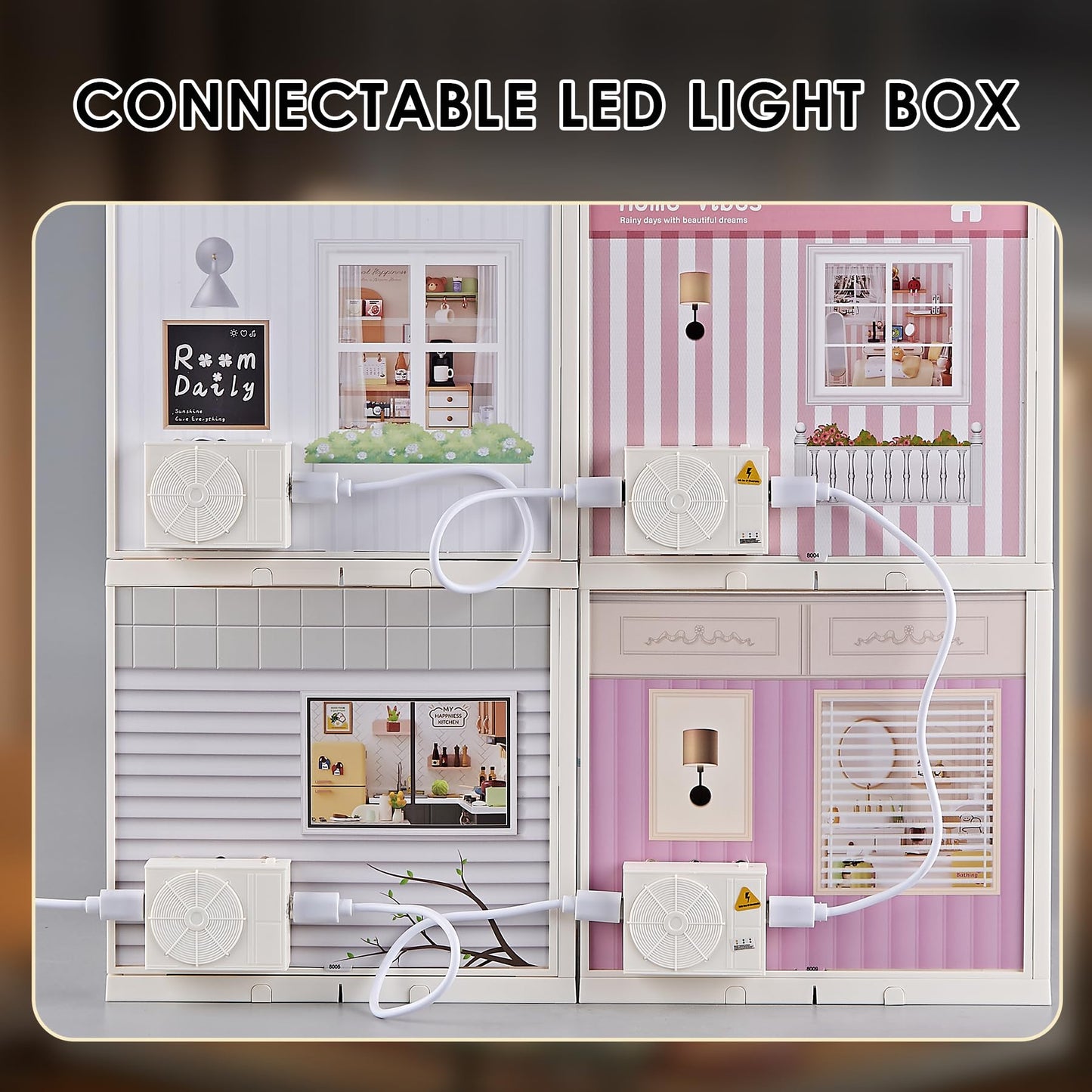 Tkmango Bread Shop DIY Miniature House Kit with Roof & LED Light, Stackable & Connectable Dollhouse Kit with Dustproof Door, Creative DIY Crafts Building Toy Gift for Adults Teens