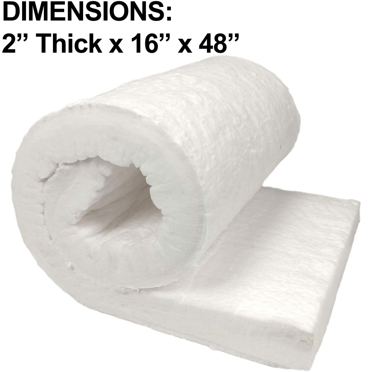 Ceramic Fiber Insulation, 2" Thick x 16" x 48", 2400F Fireproof Insulation Blanket, 3037E