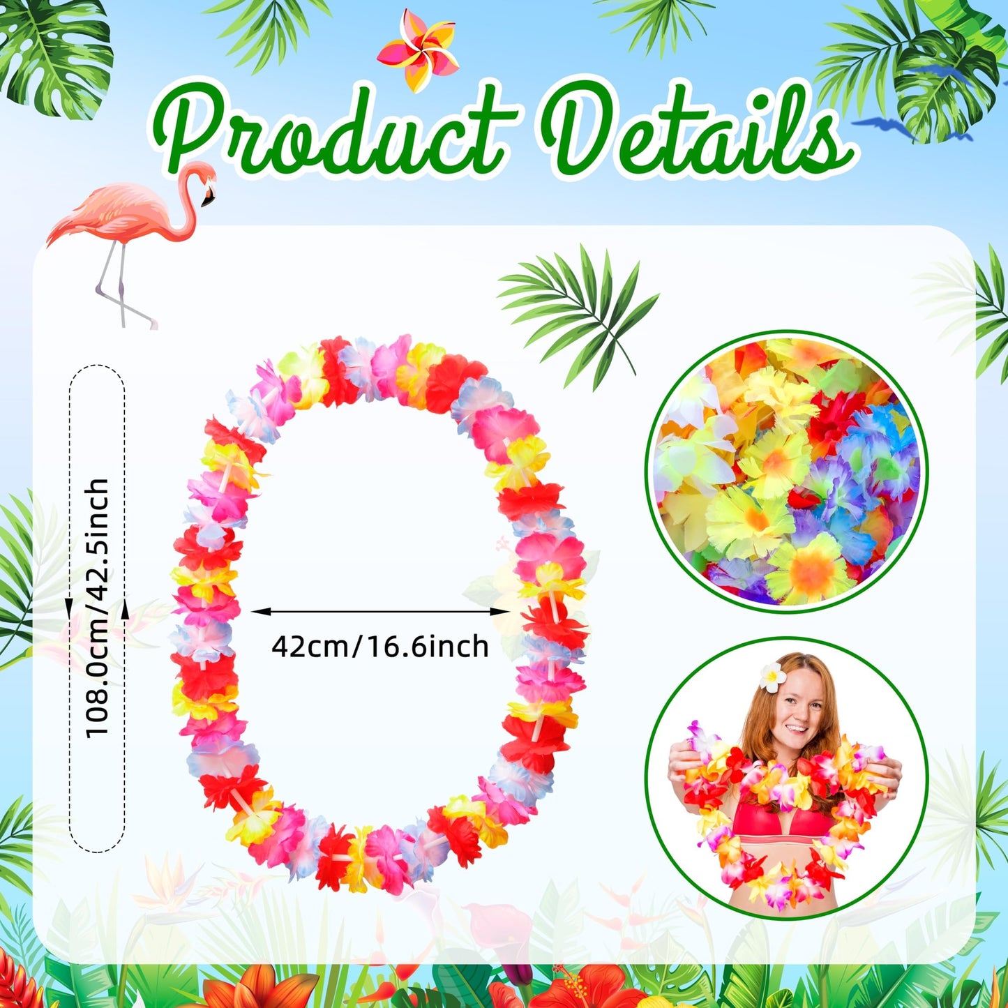 AMAZING TIME 200 Count Hawaiian Lei Bulk, Tropical Luau Hawaii Theme Silk Flower Necklace, Party Favors for Beach Holiday Wedding Birthday Party, Aloha Summer Party Decorations
