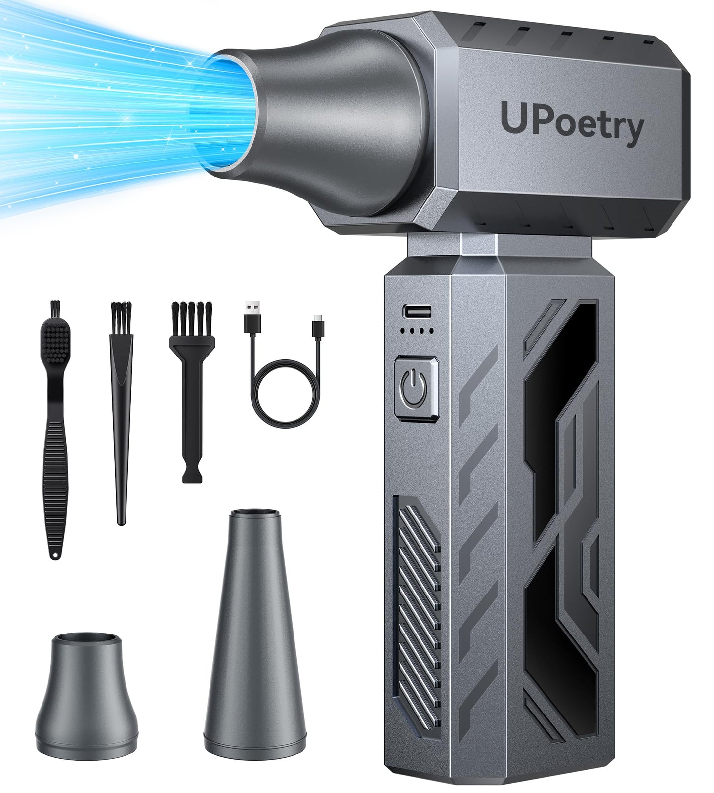 UPoetry Compressed Air Duster, 130000RPM Electric Air Duster Brushless Motor with Stepless Speed Adjustable, Rechargeable Fast Charging Cordless Mini Air Blower for PC, Keyboard, Car, Home & Outdoor