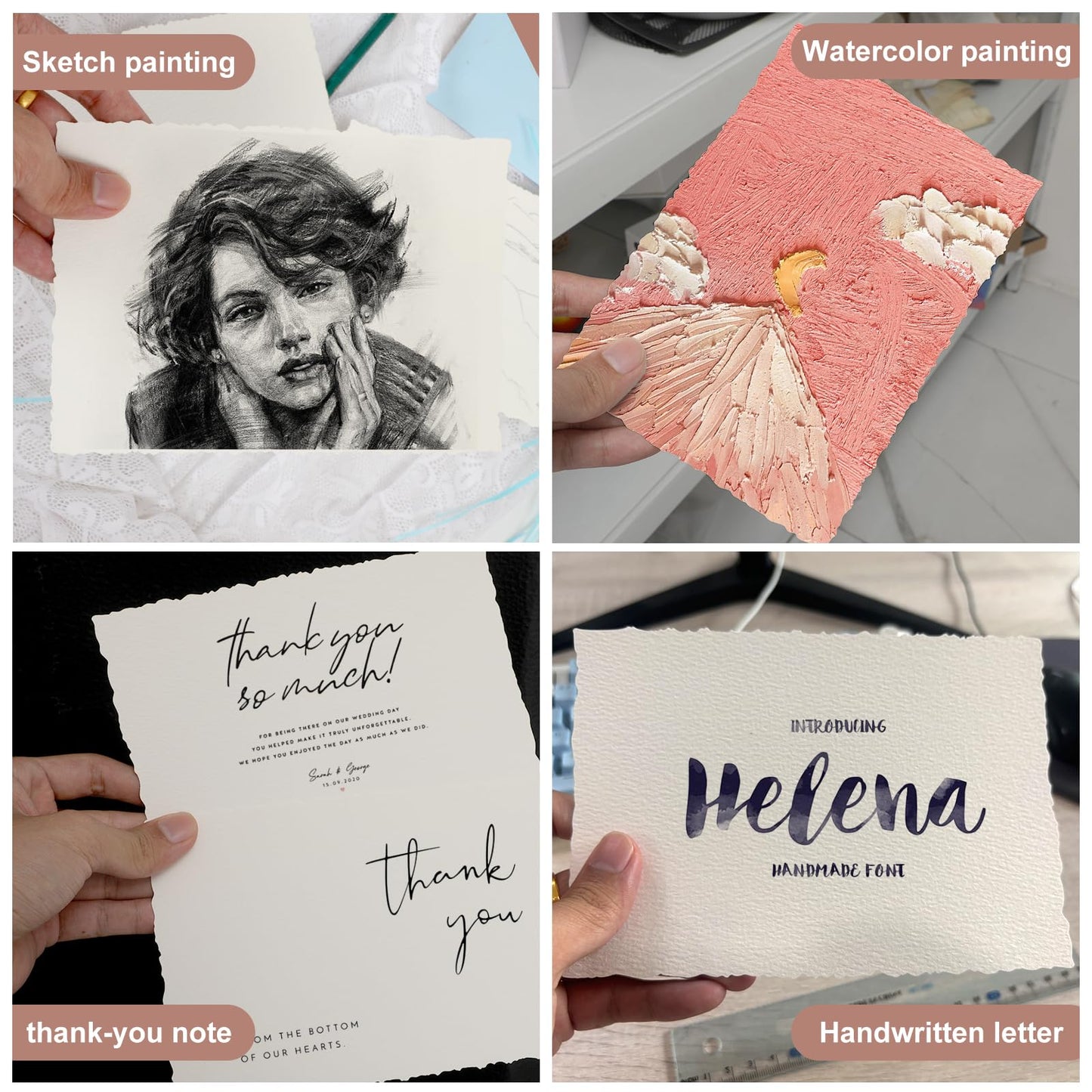 Vellumasx 100 Sheets Textured Paper 5 x 7 inch, Cold Press Watercolor Paper 140lb/300 GSM, Handmade Sheet for Watercolors,Cards,Crafts,Wedding Invitations
