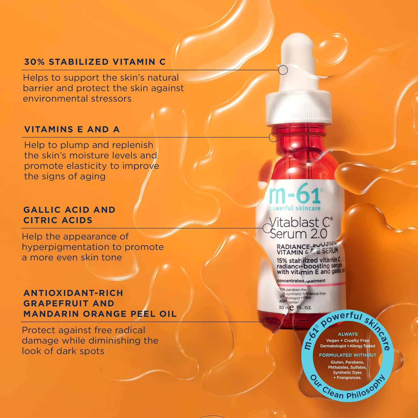 M-61 Vitablast C® Serum 2.0 - Radiance-boosting serum with 15% vitamin C, gallic & vitamin E