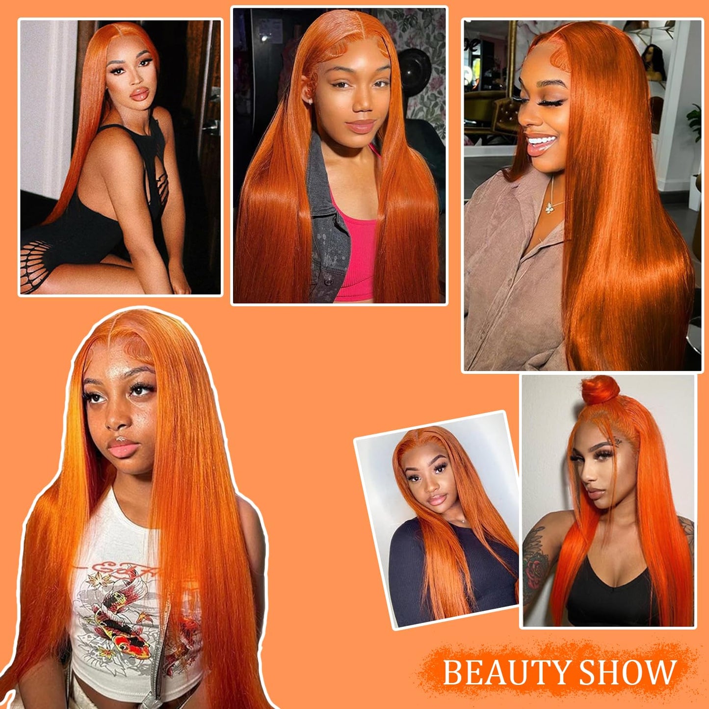PANDA ANGEL Ginger Wig Human Hair 13x4 Straight Ginger Orange Lace Frontal Wigs Human Hair Hd Transparent Wear and Go Glueless Wigs Human 350# Ginger Straight Wig Human Hair for Women 26 Inch