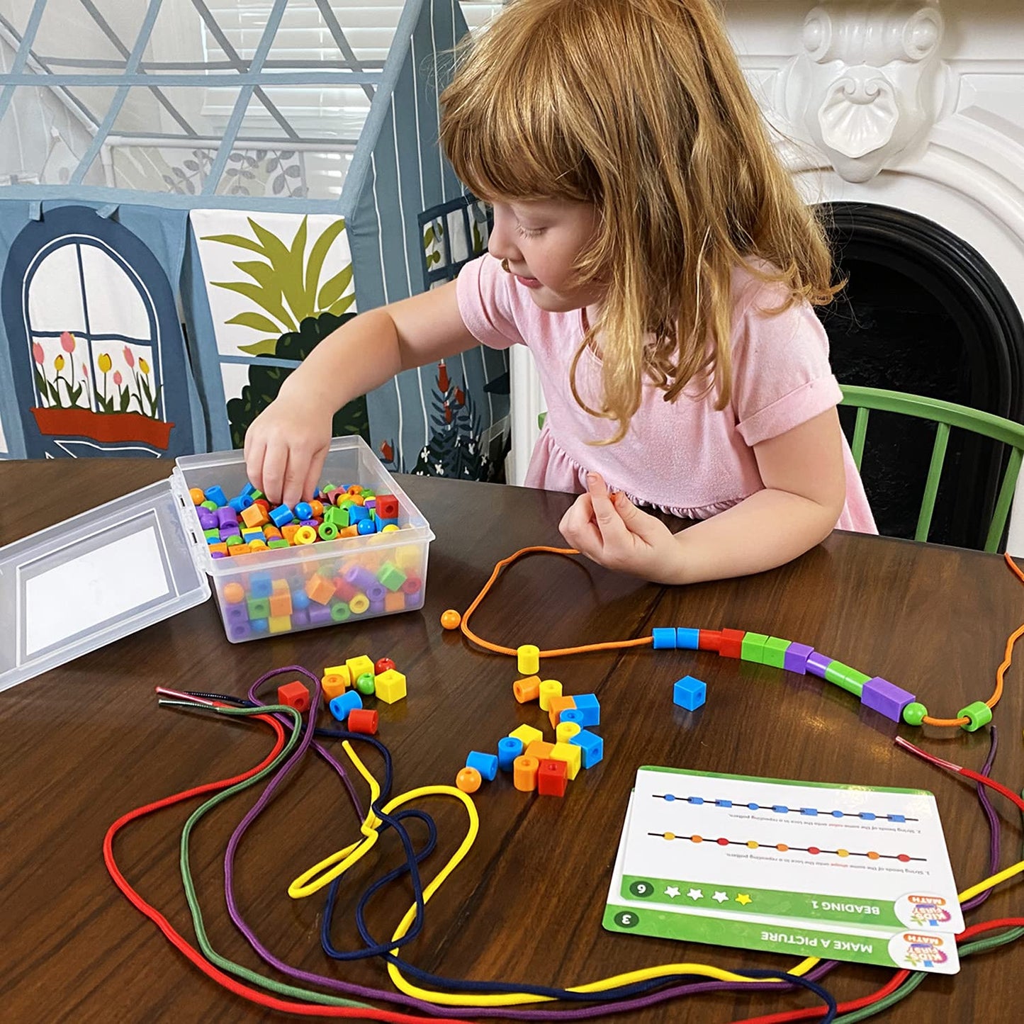 Lacing Beads Math Kit with Activity Cards