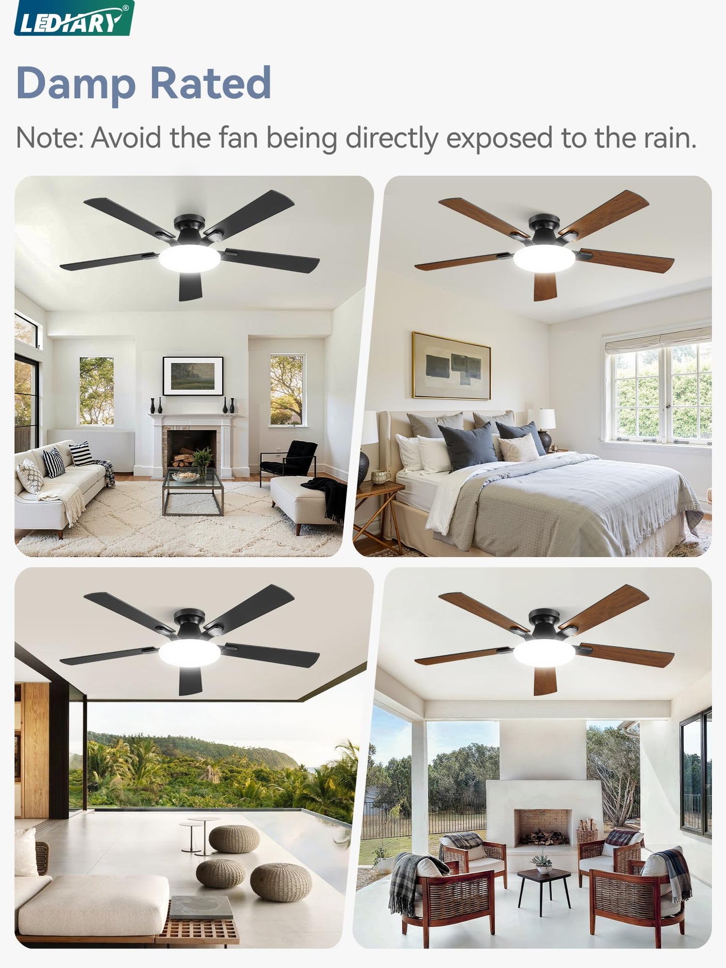 52 Inch Ceiling Fan with Lights and Remote, 30W 12" LED Panel Flush Mount Ceiling Fan, 6-Speed Quiet DC Motor Modern Low Profile Ceiling Fan with Reversible Blades for Bedroom, Living Room, Patio