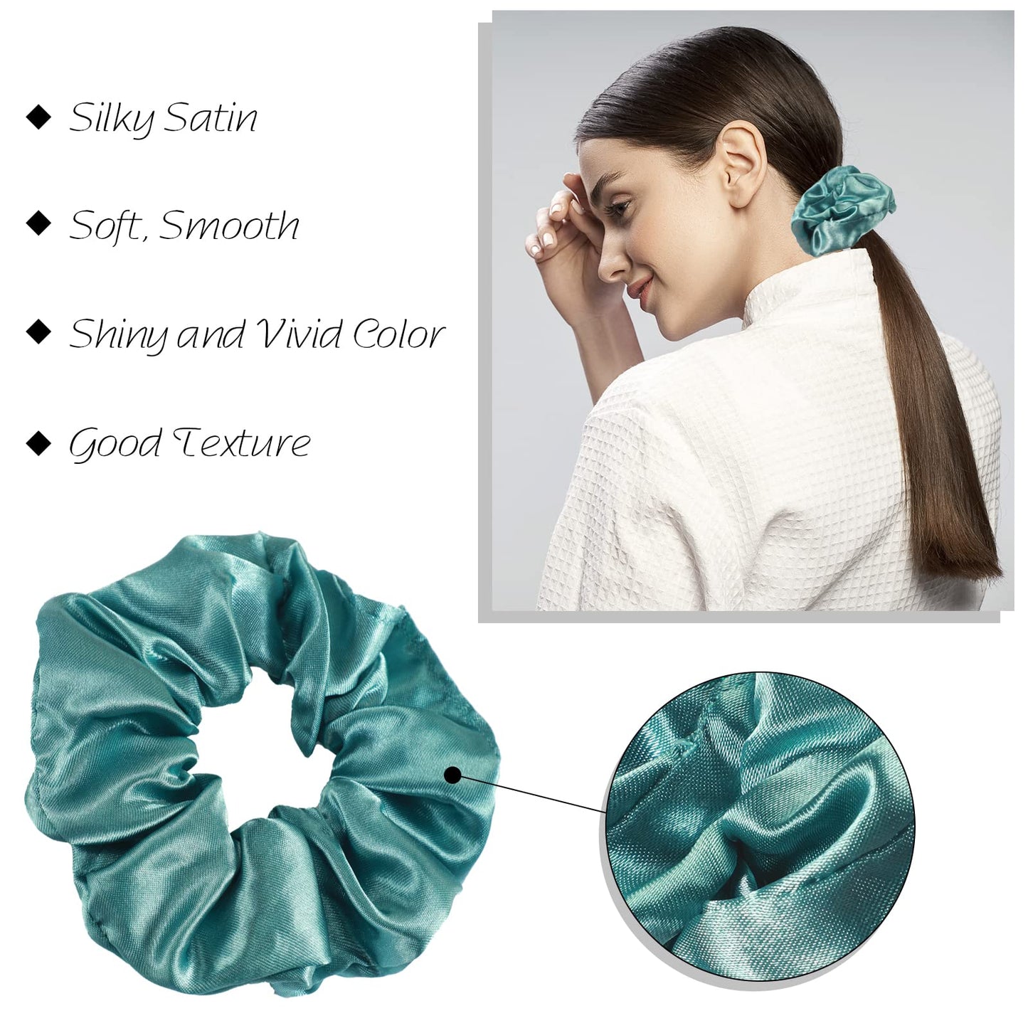 200 Pieces Satin Hair Scrunchies Bulk, 52 Colors Scrunchies for Ponytail Holder Solid Color Satin Hair Tie Hair Elastics Bands for Women Teens Birthday Gift