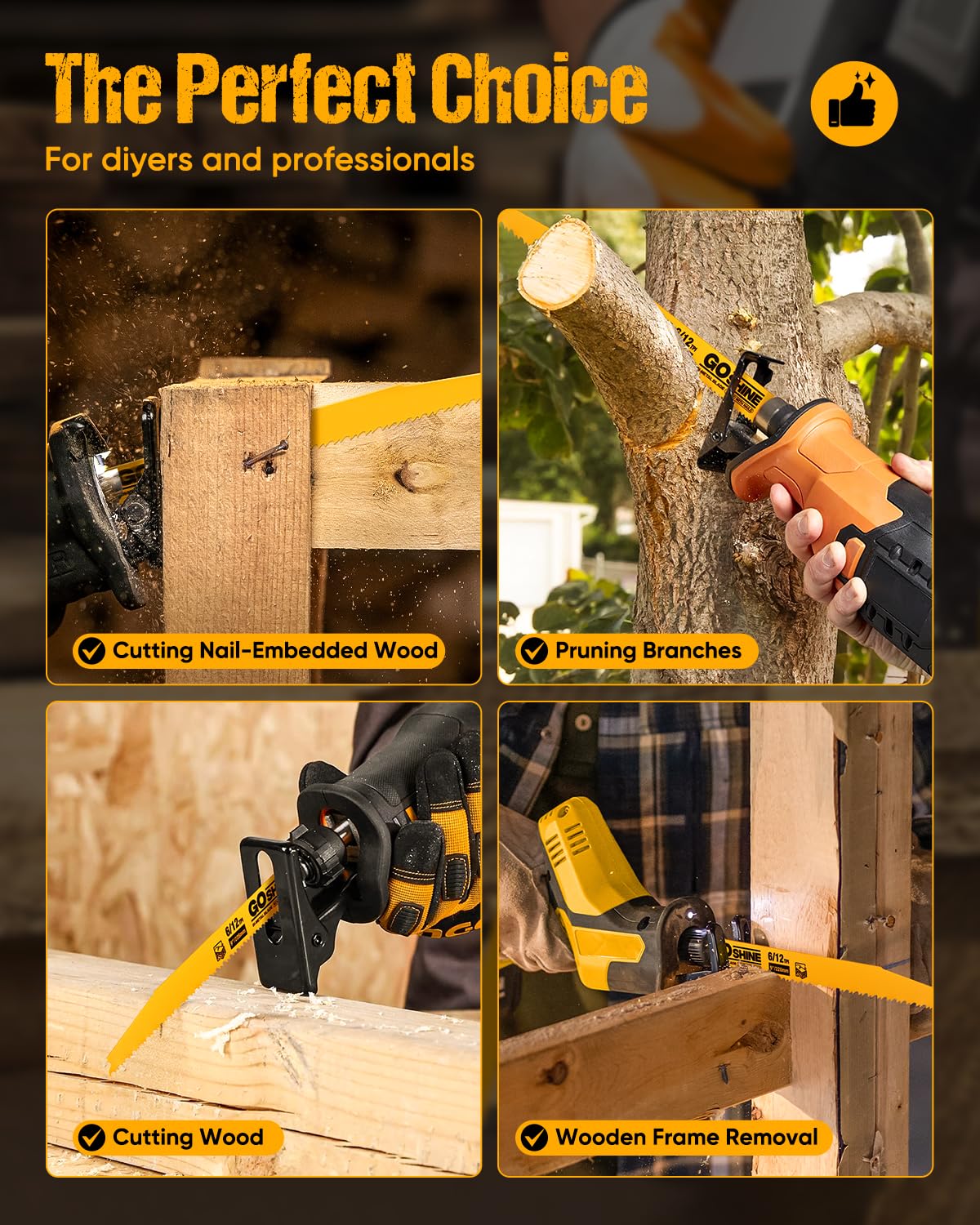 25 Pack 9 in 6/12TPI Reciprocating Saw Blades,Stud and Nail sawzall Blades, 9" High-Strength Bi-Metal sawzall Blades for Wood and Nail-Embedded Wood, Small Branches, Pallets,PVC Pipe