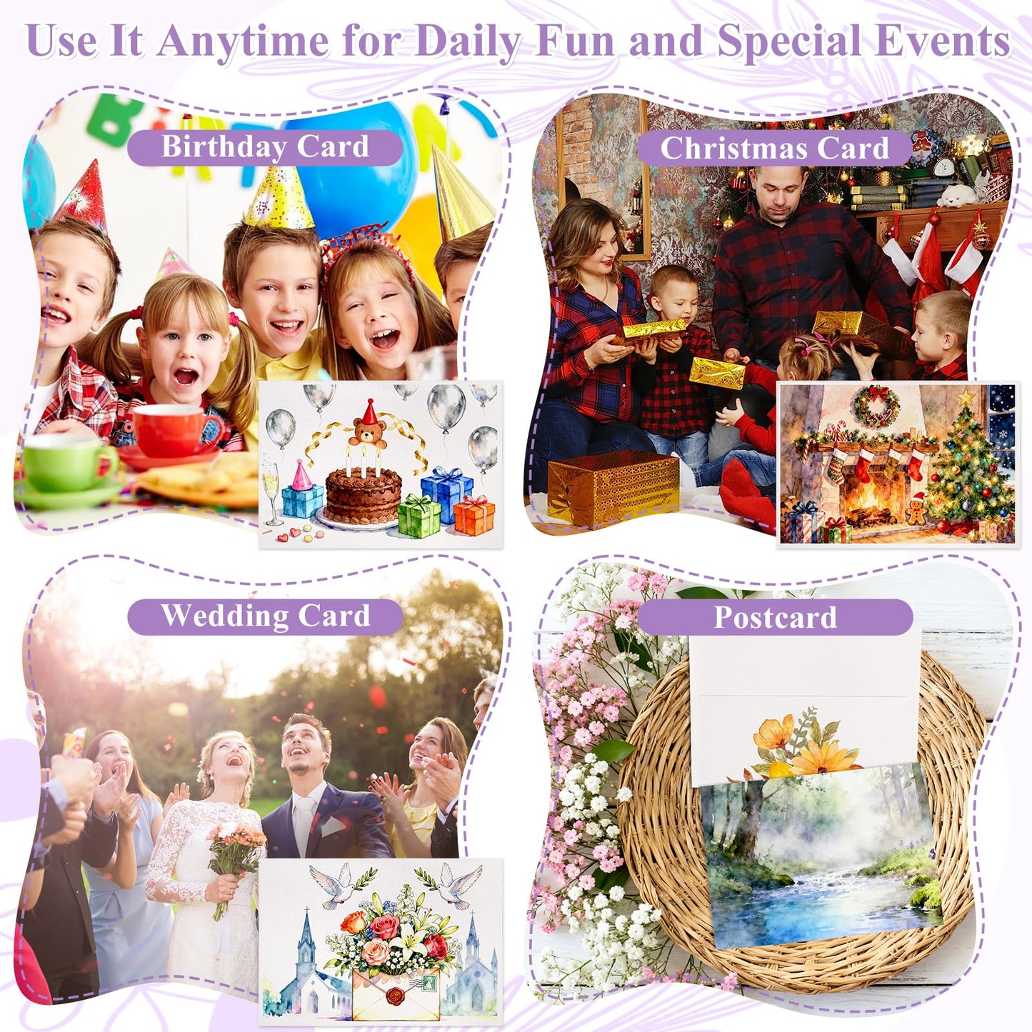 Yalumo 60 Sets Watercolor Cards with Envelopes, Foldable Blank 5x7 Inch 140lb/300gsm 100% Cotton Cold Press Paper, Acid-Free Thick Cards for DIY Painting, Greeting, Thanks, Thanks, and Holiday Crafts