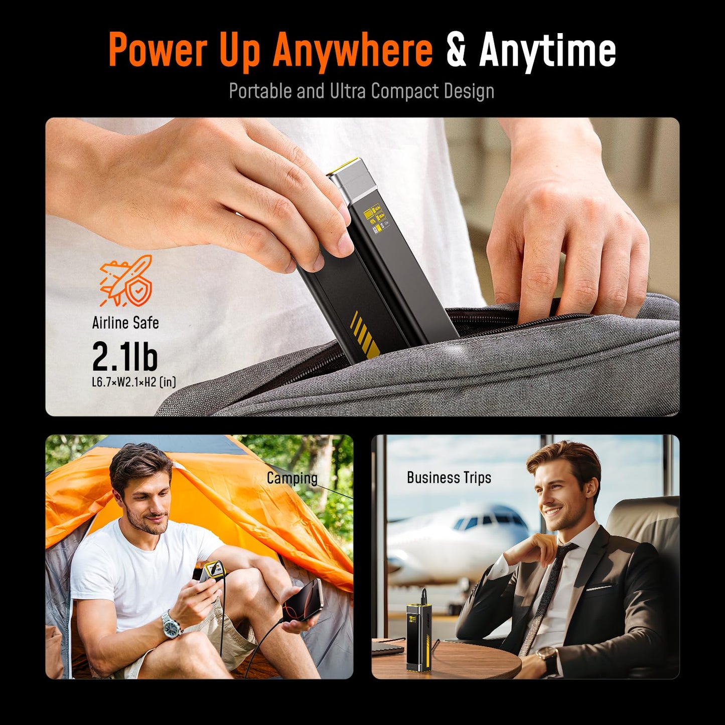 AOHI 240W Laptop Power Bank 27600mAh Portable Fast Charger (99.3wh), Airline-Compliant, 140W PD 3.1 Large Battery Pack The Future Starship for MacBook, iPad iPhone 16 Pro Max,Galaxy,Steam Deck, Grey