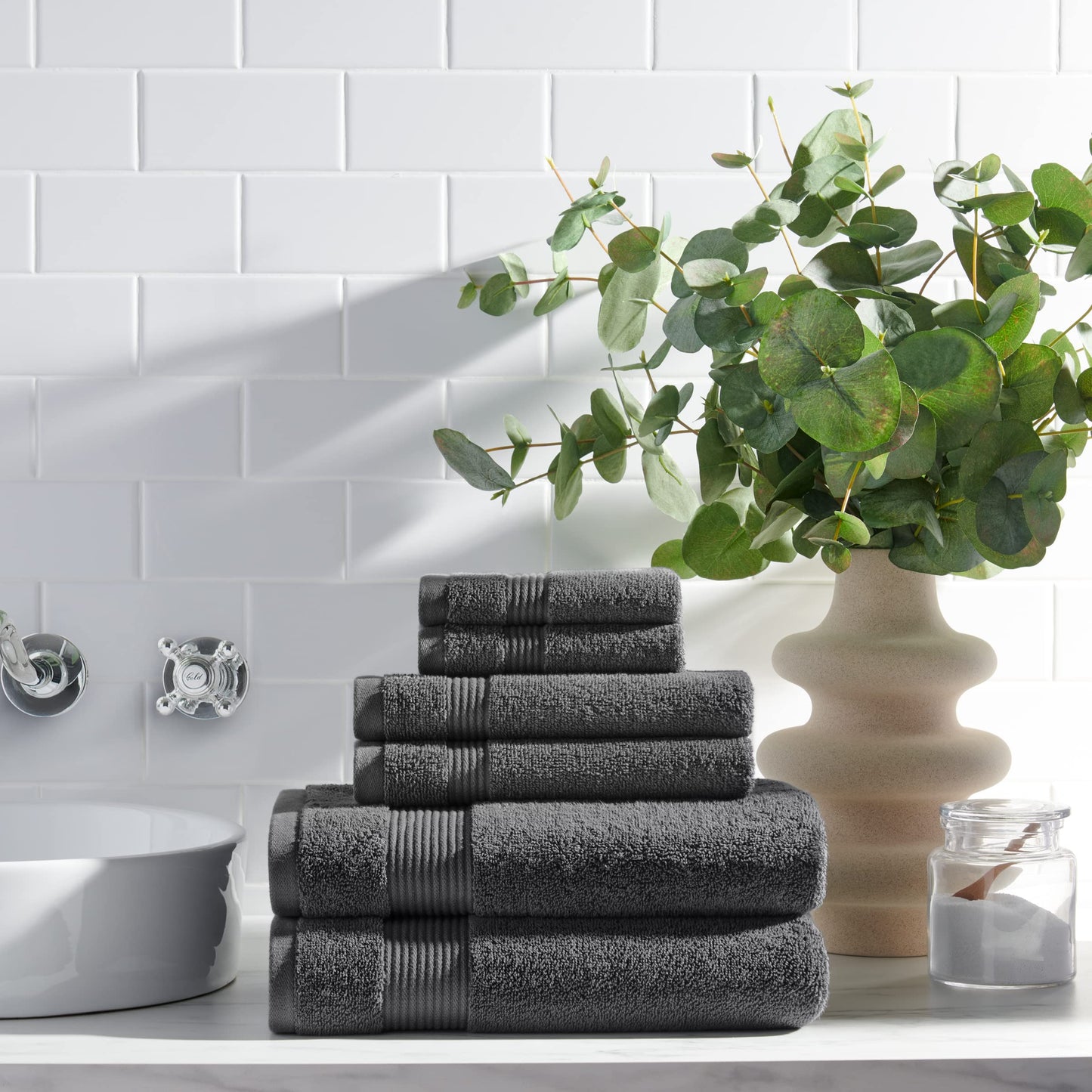 Arkwright Bath Towels Set of 4 - Super Soft 100% Cotton, 600 GSM Quick Dry & Absorbent, Luxury Bathroom Essentials for Hotels, Spa, Hosts, and Vacation Rentals, Pewter Grey