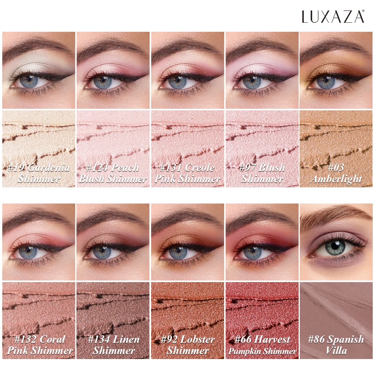 LUXAZA 10PCS Eyeshadow Stick,Shimmer And Neutral Champagne Pink Metallic Eye Shadow sticks,Cream Eyeshadow Pencil Crayon with Smudge-proof & Waterproof,Eye Brightener Stick