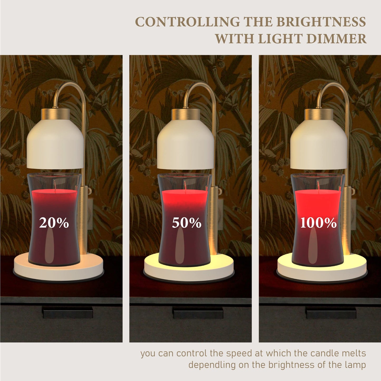 AIKUT Candle Warmer Lamp, with 2 Bulbs,Timer & Dimmer,Compatible with Large Yankee Candle Jars,3 Wick Candles,Height Adjustable Electric Top Candle Melter,White,110-120v,Mother's Day Gifts