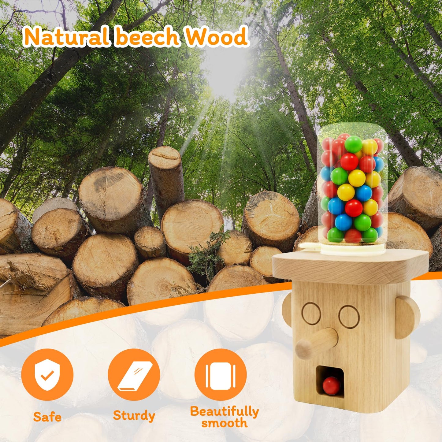 Woodworking Kit for Kids, STEM Wooden Candy Dispenser, DIY Wood Building Kits, Includes 12 Paints & 2 Brushes, Smooth No Nails Assembly, Mechanical Model for Boys & Girls, Fits Gumballs Under 0.6 Inch
