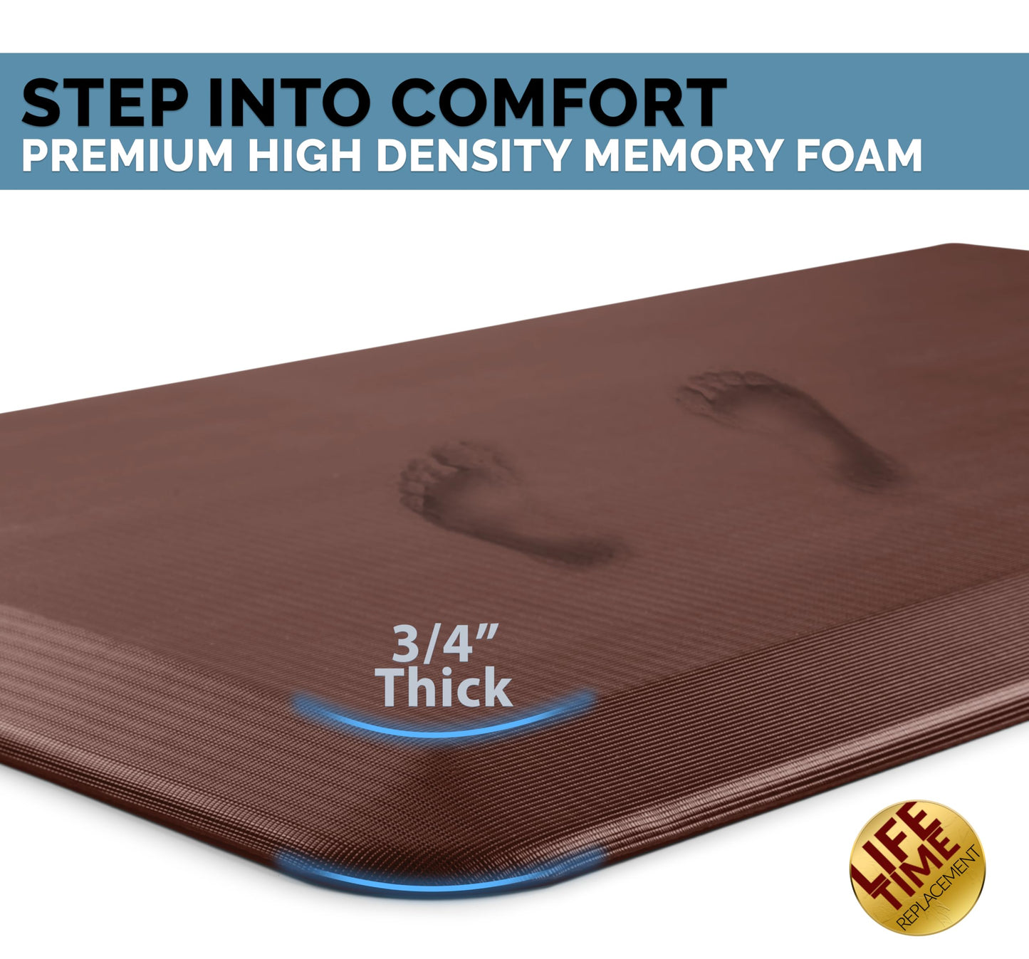 ComfiLife Anti Fatigue Floor Mat – 3/4 Inch Thick Kitchen Mats for Floor, Standing Desk Mat, Kitchen Rug – Comfort at Home, Office – Durable – Stain Resistant – Non-Slip Bottom (20" x 39", Brown)