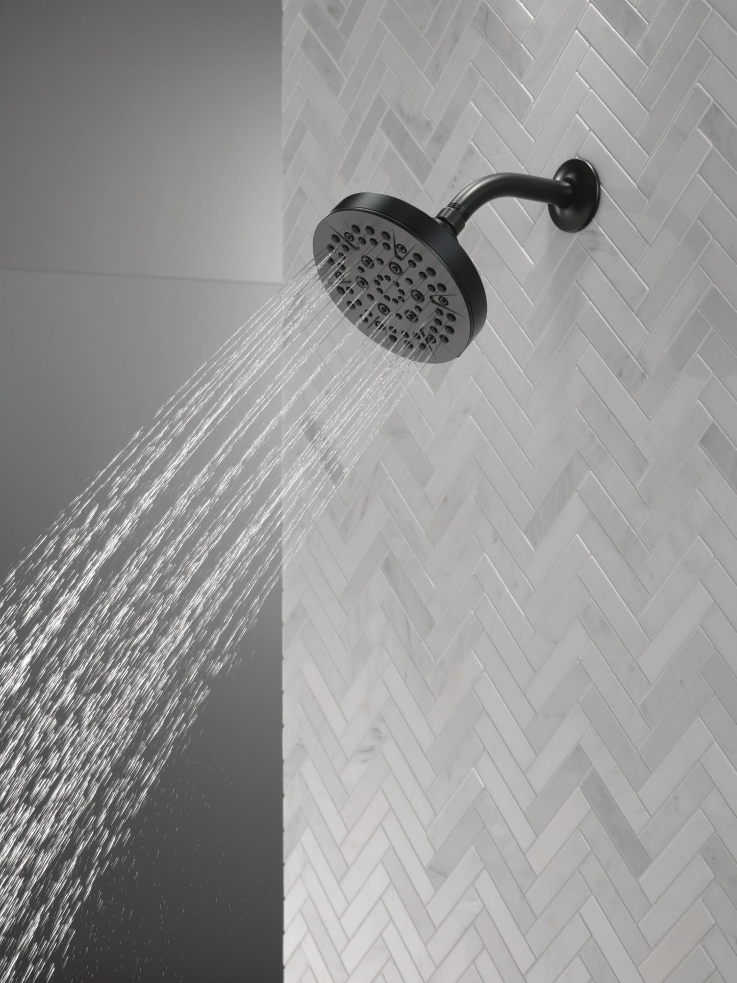 Delta 6-Setting Matte Black Shower Head with High Pressure Spray, 6 Inch Round Shower Head, Showerheads, 1.75 GPM Flow Rate, Matte Black 52535-BL