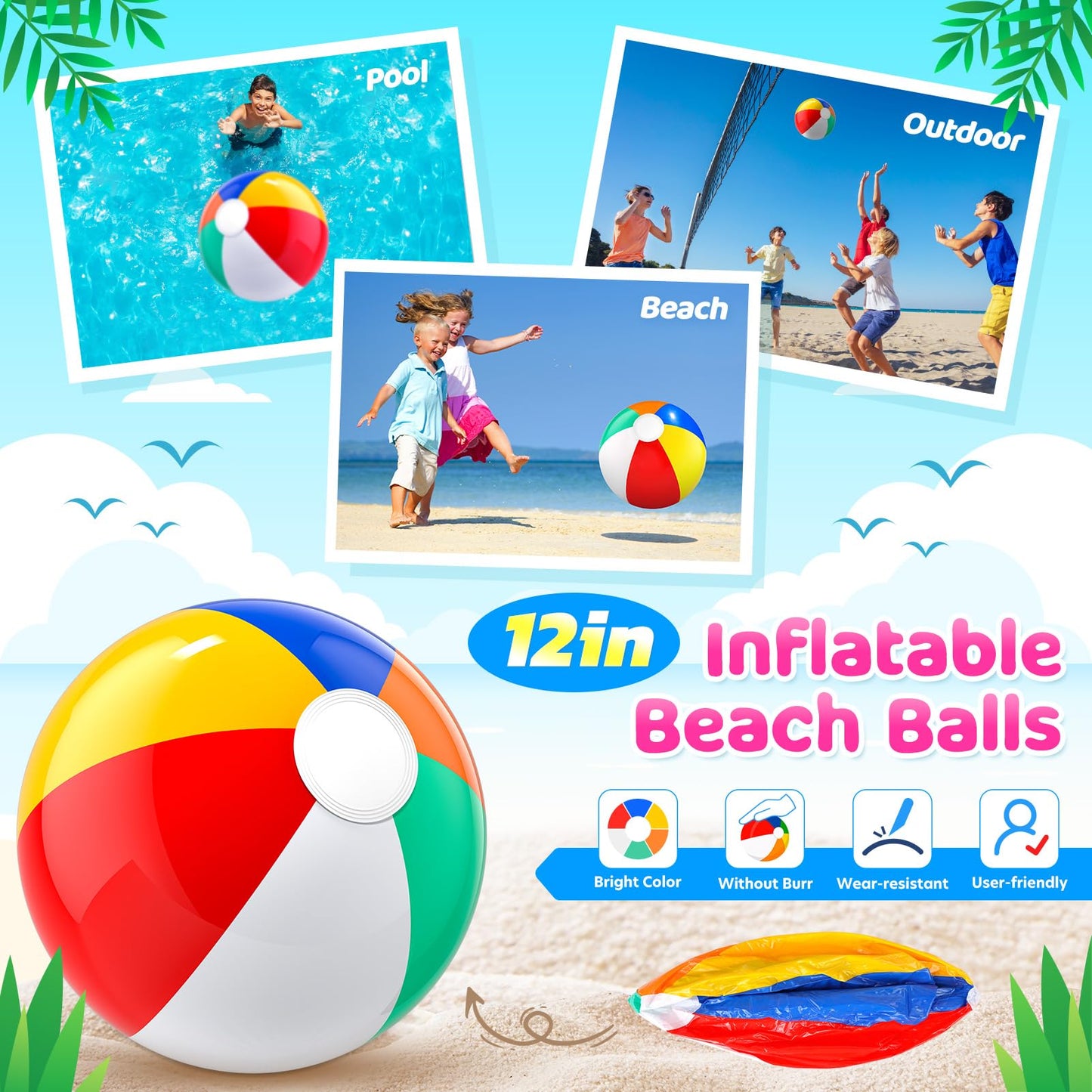 Pool Party Favors and Beach Party Favors - 120 PCS Party Bag Stuffers Including Beach Balls, Summer Theme Straws, Bubble Wands, and more for Beach Pool Party Favors, Birthday Party Supplies 4-8 8-12