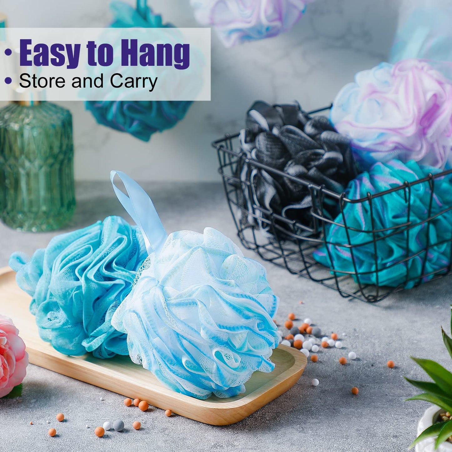 48 Pack Bath Sponge Shower Loofahs Bulk 50g Soft Net Body Scrubber Sponge Ball Body Shower Puff Mesh Pouf Bath Scrunchies Body Wash Puff for Men and Women Exfoliating Shower Pouf Balls ?Regular Color