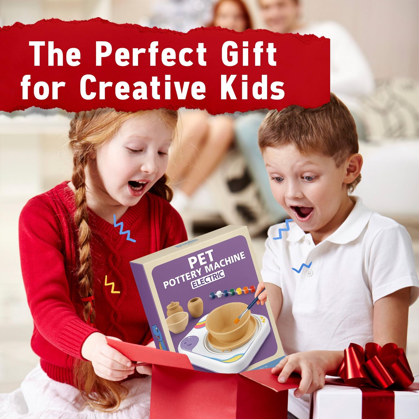 ROHSCE Pottery Wheel for Kids, Ceramic Art Pottery Painting Kit for Kids Ages 3-12