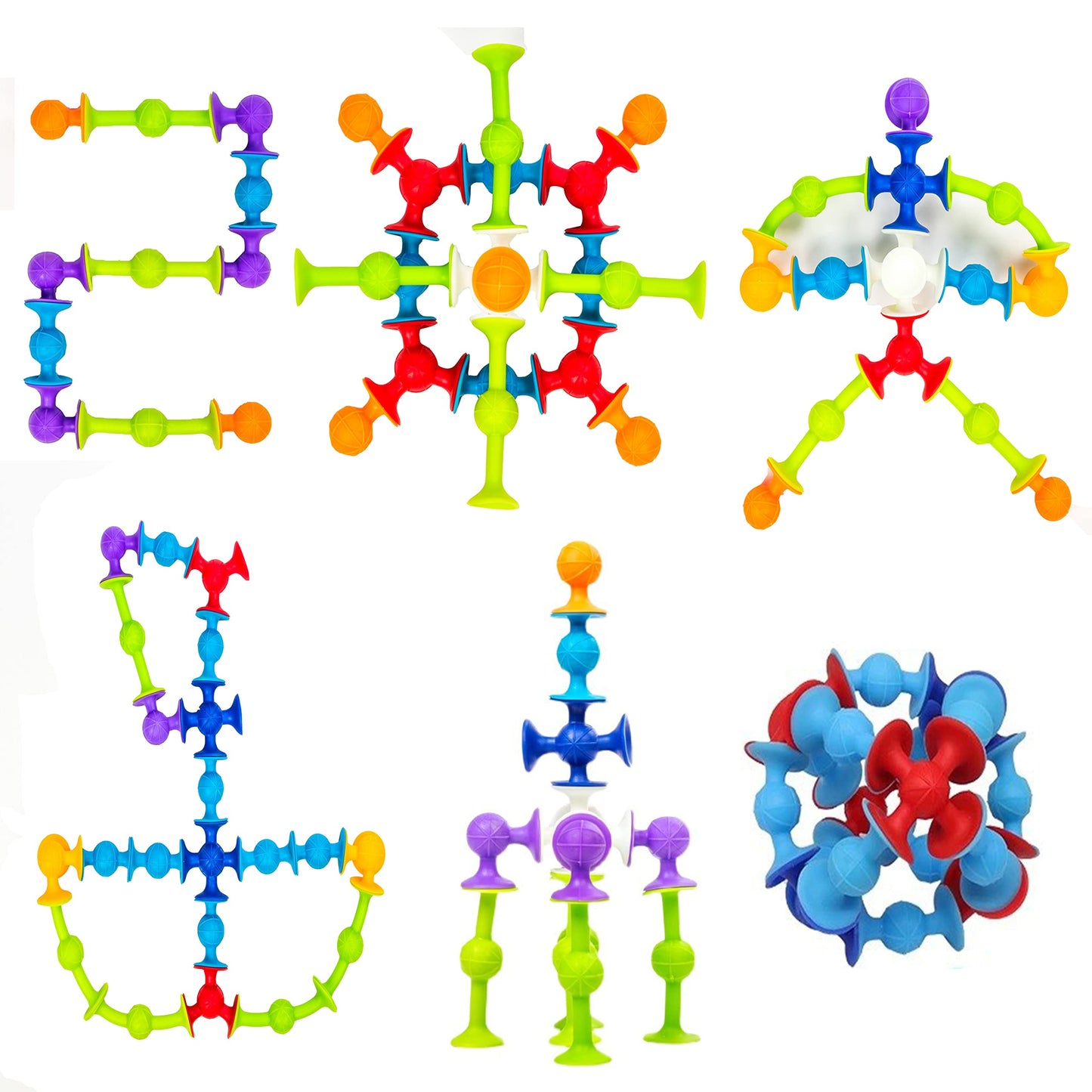 48 Piece Suction Cup Toys Construction Set - Stem Learning Toys - Silicone Building Blocks DIY Blocks Toys-Darts Sucker Toys are Fun Bath Toys,Sensory Toy for Toddlers 3 Year Old Boys and Girls