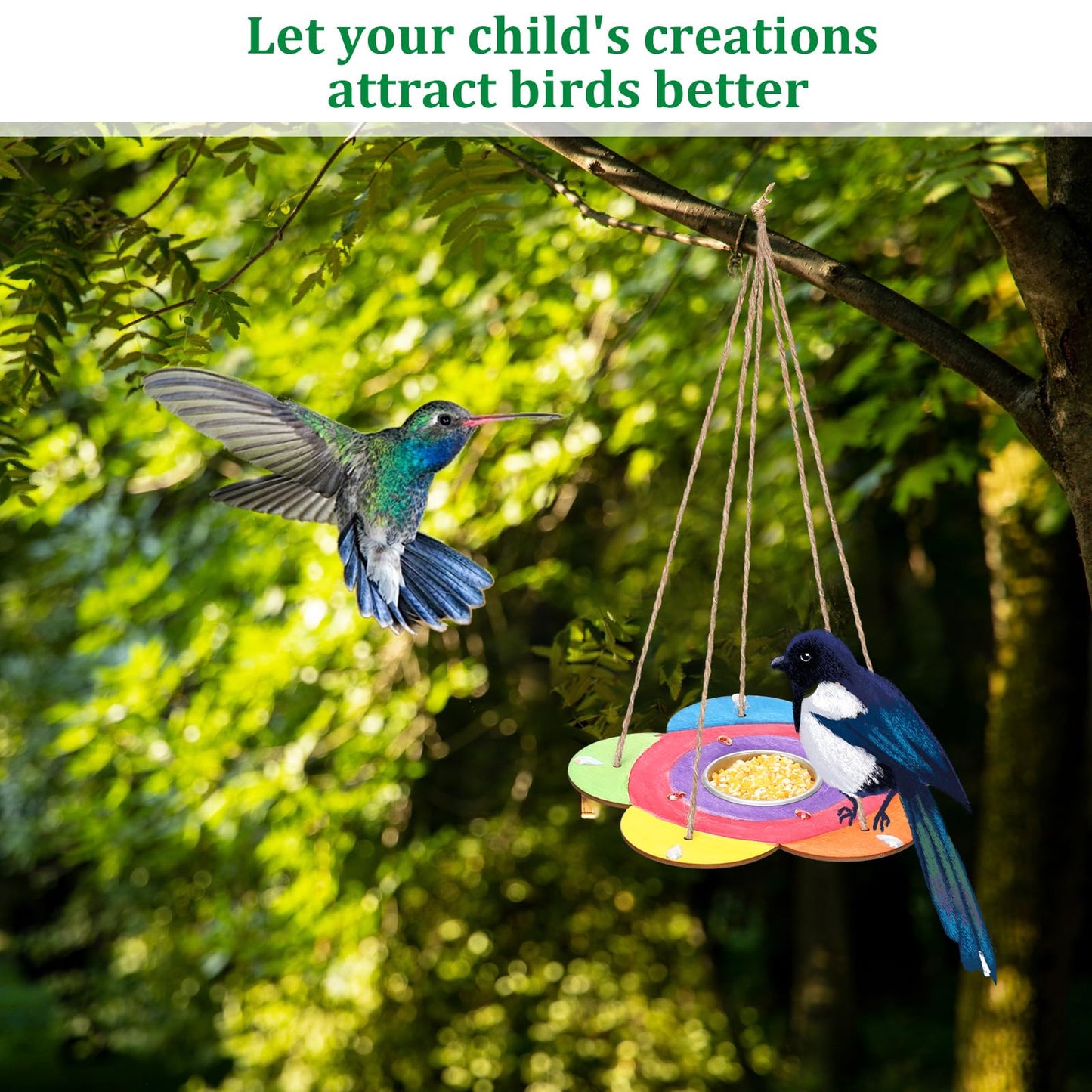 DoubleFill Bird Feeder Craft Kits for Ages 3-8 Arts and Crafts DIY Wooden Painting Kits Outdoor Toys Party Favor Gifts (200 Pcs)