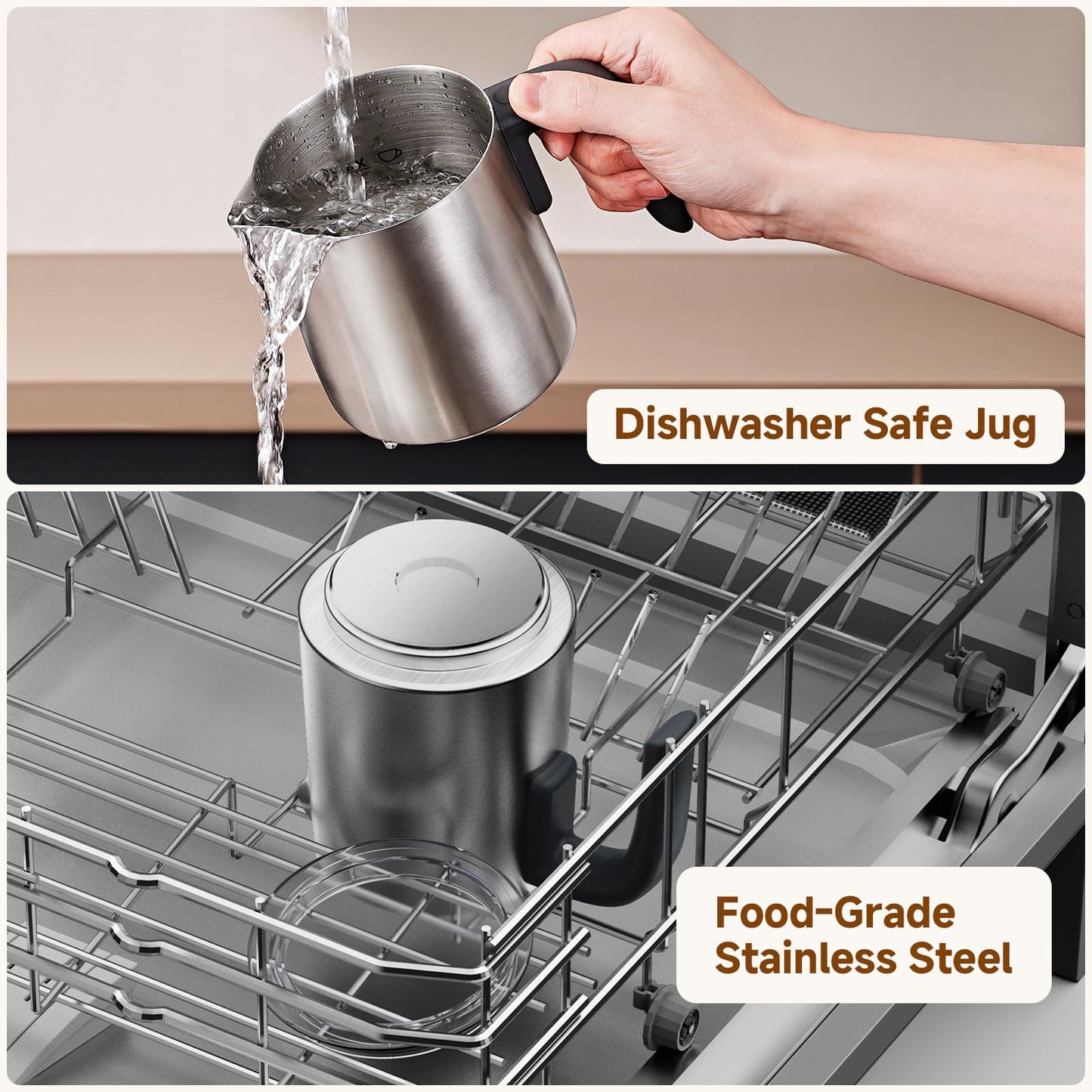 8-IN-1 Milk Frother and Steamer 600W w/Smart Touch Control, AMZCHEF 17oz/500ml Detachable Frother for Coffee, Automatic Warm and Cold Foam Maker, Hot Chocolate Maker, Dishwasher Safe
