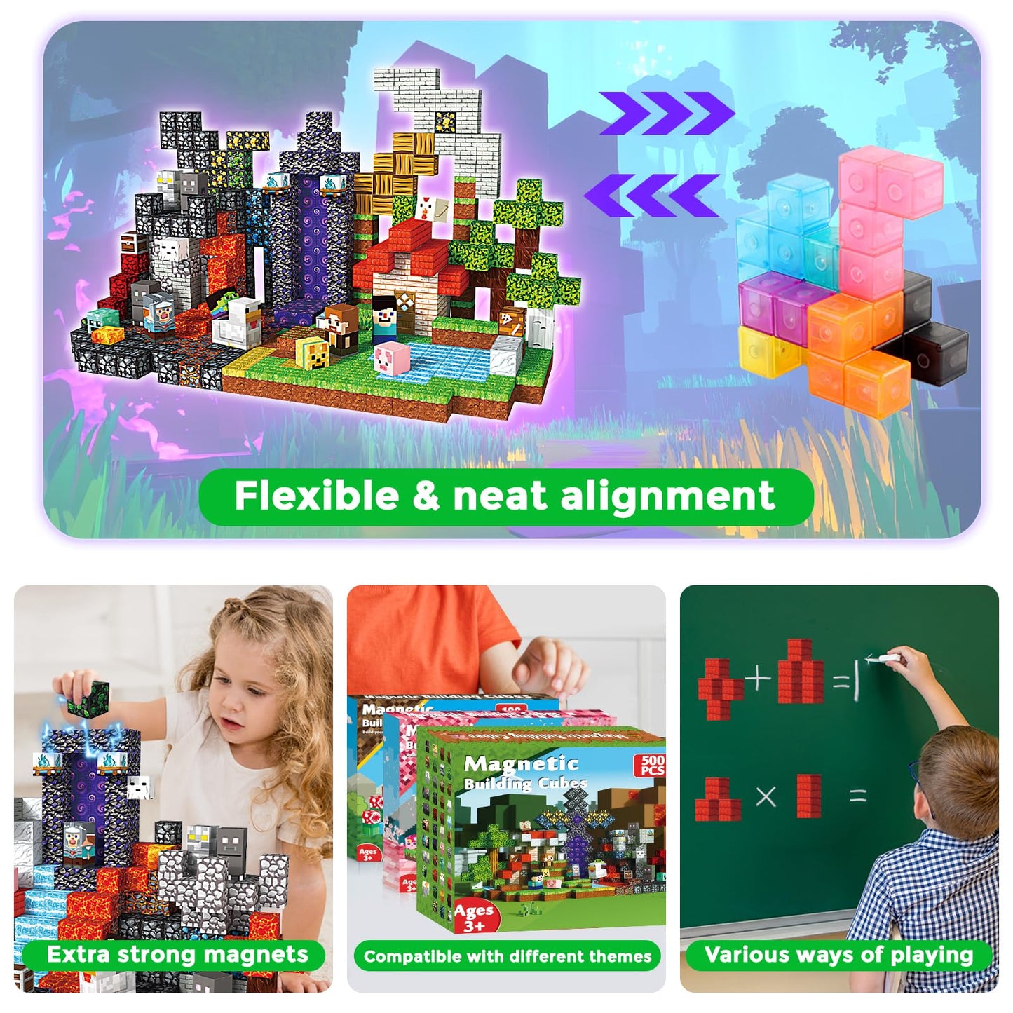 500 PCS 0.8in Magnetic Blocks - Magnet Toys for Kids, Boys and Girls, Magnetic Building Blocks Cubes, Stacking Magnets for Kids, Birthday Gifts for Boys and Girls Age 3+ Years Old