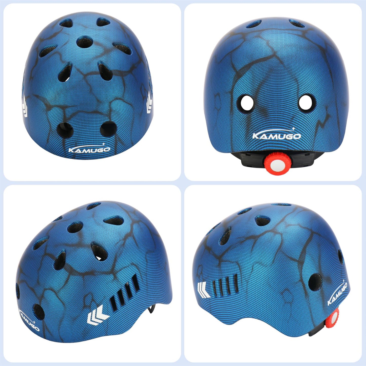 KAMUGO Kids Bike Helmet, Toddler Helmet for Ages 2-8 Boys Girls with Sports Protective Gear Set Knee Elbow Wrist Pads for Skateboard Cycling Scooter(Blue)