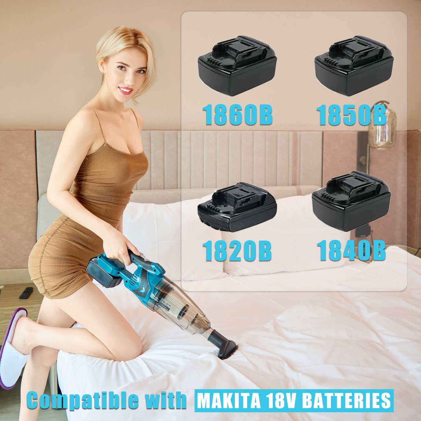 HILIPE Cordless Handheld Vacuum Cleaner for Makita 18V Battery, EasyClean Wet Dry Use,Wireless Handheld Vacuum for Car,Home, Boat,Workshop, Pet Hair, Furniture Cleaning (Tool Only No Battery)