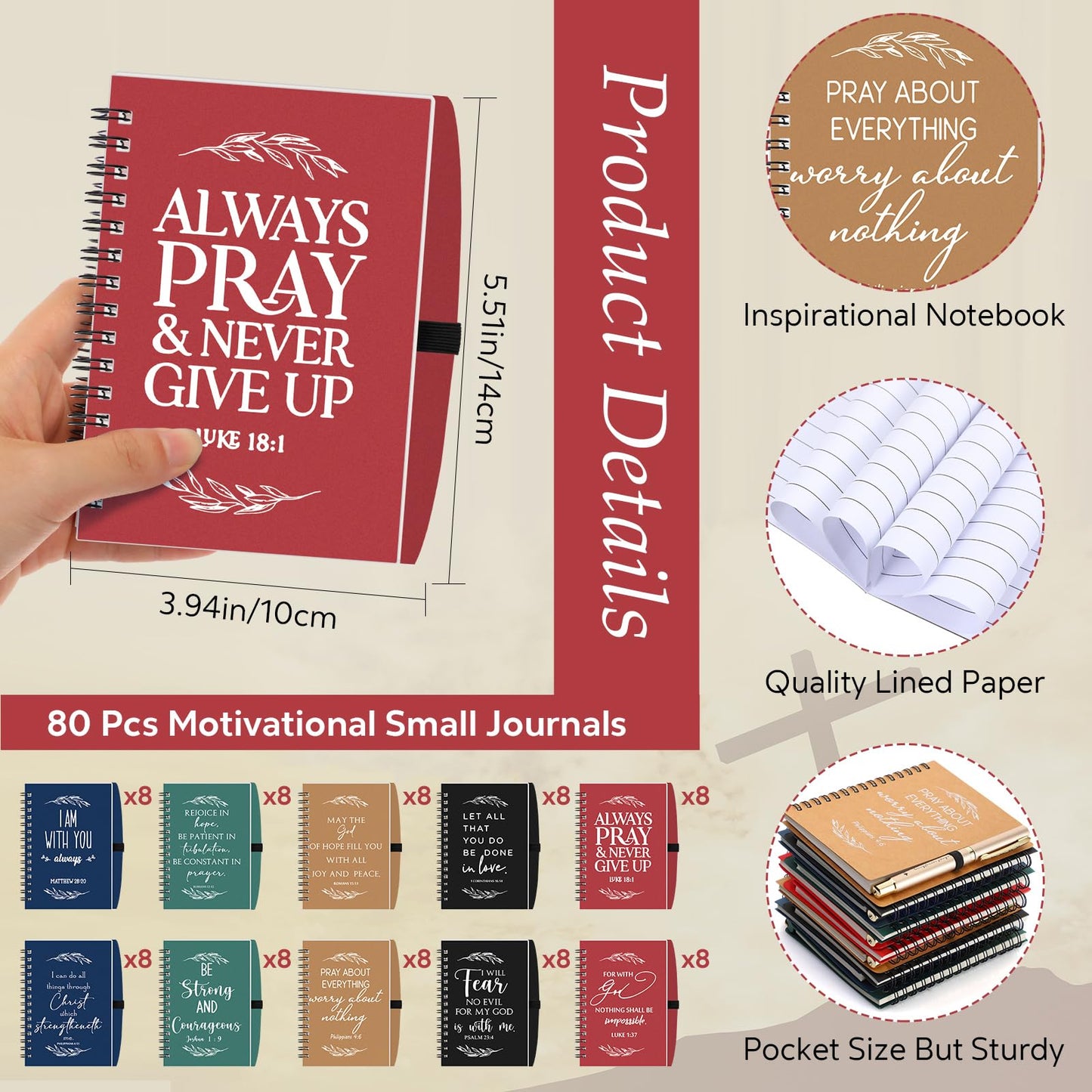 Kosiz 160 Pcs/80 Set Christian Gift Bulk Include Spiral Notebook and Bible Verse Ballpoint Pen Prayer Journal Religious Party Favor Christmas Church Gifts for Women Sunday School Family (Multicolor)