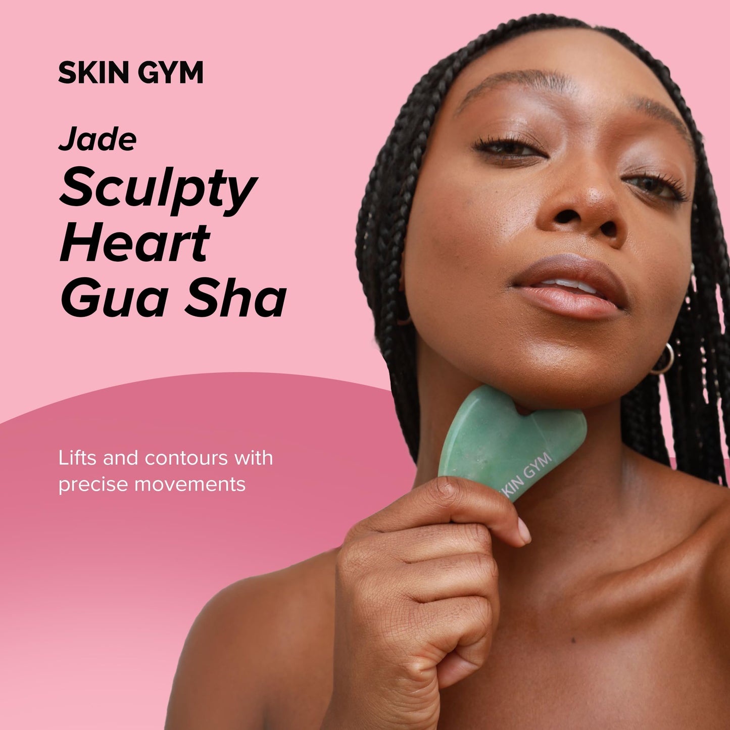 SKIN GYM Jade Sculpty Heart Gua Sha Tool, Heart-Shaped Facial Massage Tool for Sculpting and Relaxation