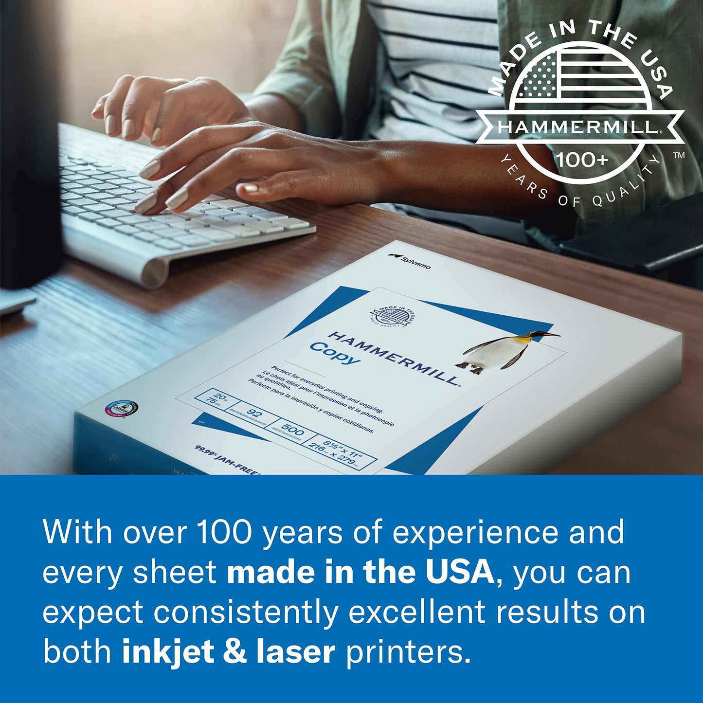 Hammermill Printer Paper, Premium Color 28 lb Copy Paper, 8.5 x 11-2 Ream (1,000 Sheets) - 100 Bright, Made in the USA