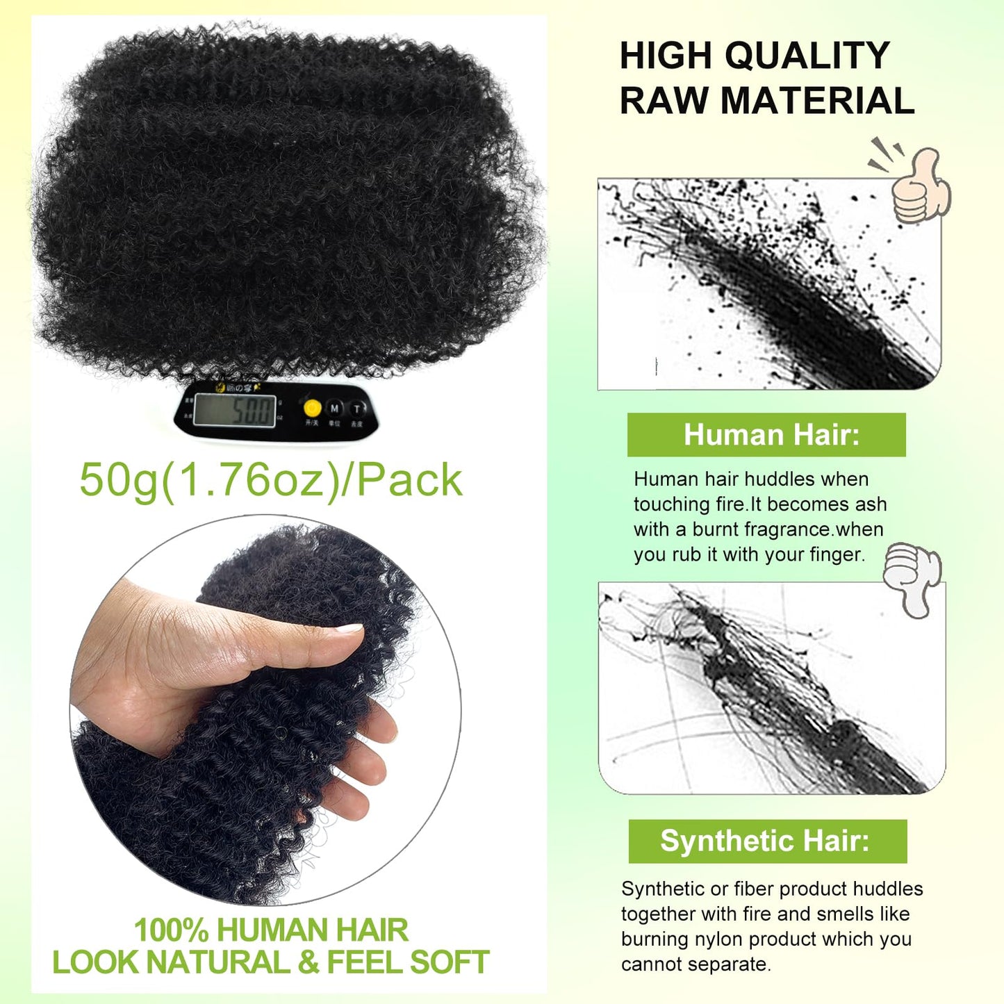 14 Inch Afro Kinkys Bulk Human Hair 99j Afro Kinky Curly Human Hair Bulk for Dreadlock Extensions,Micro Locs,Twists, Braids and Repair Locs