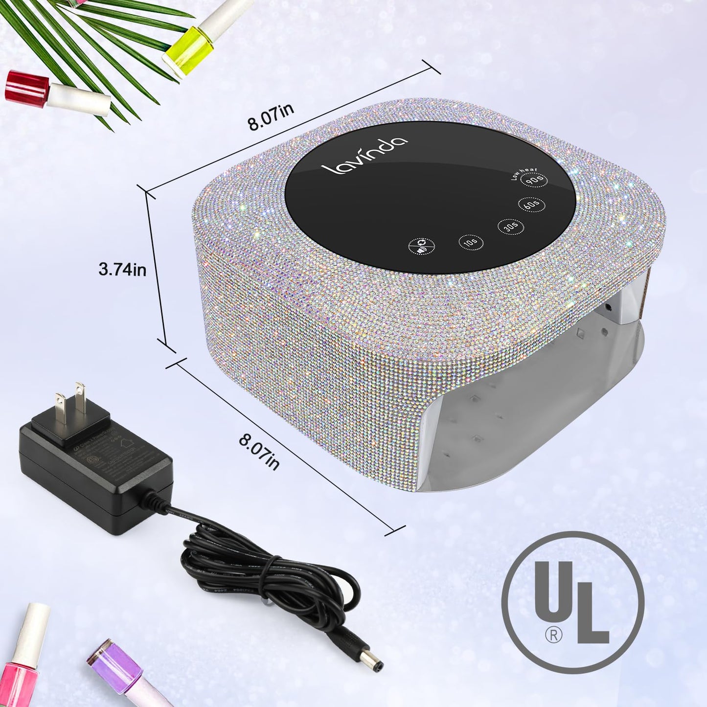 Lavinda UV LED Nail Lamp, 54W Rechargeable Cordless Nail Lamp Nail Dryer Gel Polish UV Nail Light with 4 Timer Setting, Professional Quick Dry Curing Lamp with Display Auto Sensor for Salon & Home