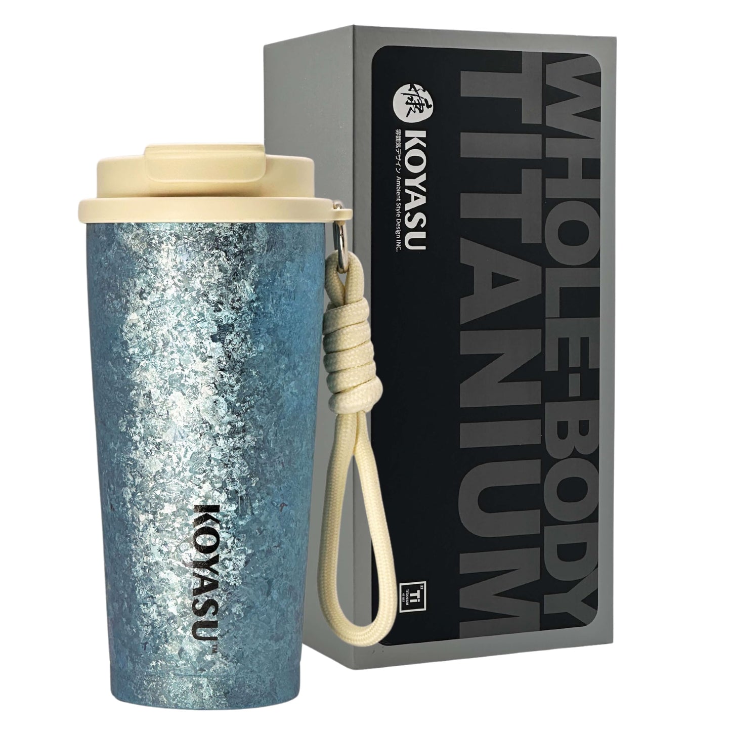 KOYASU 16oz Whole-Body Titanium Travel Mug – Vacuum Insulated, Lightweight, Leak-Proof, BPA-Free – Coffee Cup for Office, Commute, Home Desk, School or Work – Durable, Healthy, Everyday Use