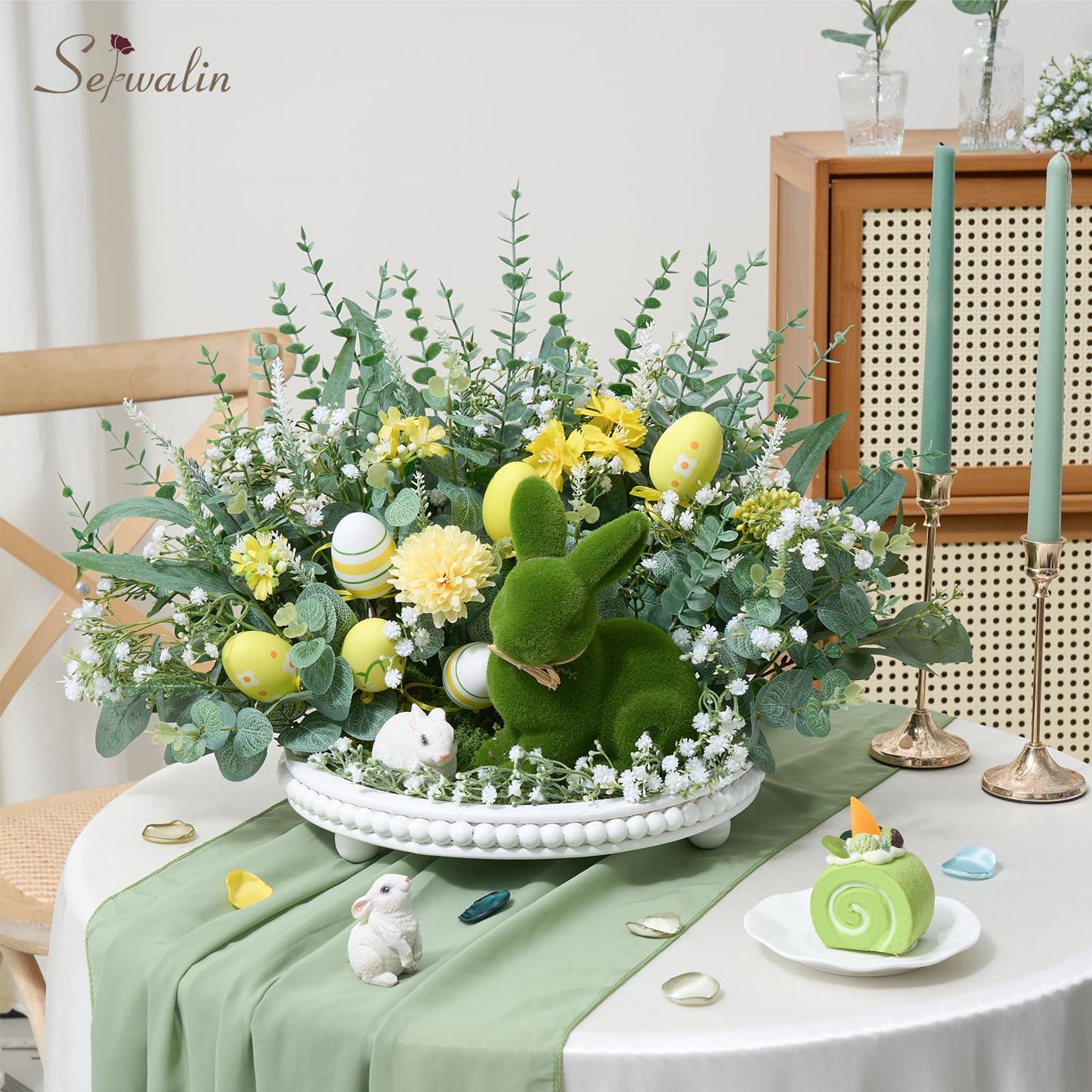 Serwalin 180 Pcs 7 Kinds Mixed Artificial Eucalyptus Greenery Stems Bulk, Baby Breath Flowers Artificial with Faux Leaves Picks for DIY Bouquets Wedding Floral Centerpieces Vase Table Home Decor