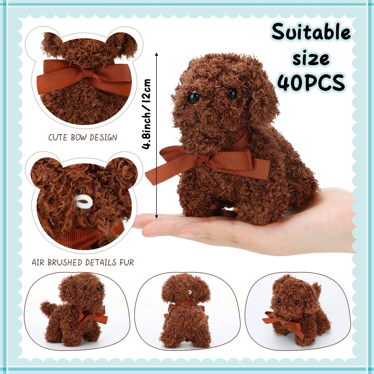 Liliful 40 Pcs 5 Inches Valentines Mini Plush Dogs Small Stuffed Dog Bulk Plush Toy Puppy Party Favors Stuffed Animal Puppy for Goodie Bag Fillers Back to School Party Favor Gift Carnival Prize