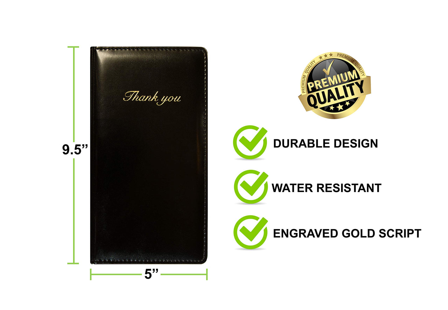 Restaurant Guest Check Presenters (20 Pack) – Premium Durable Server Book/Check Card Holder with Gold "Thank You" Imprint by NITEOUT