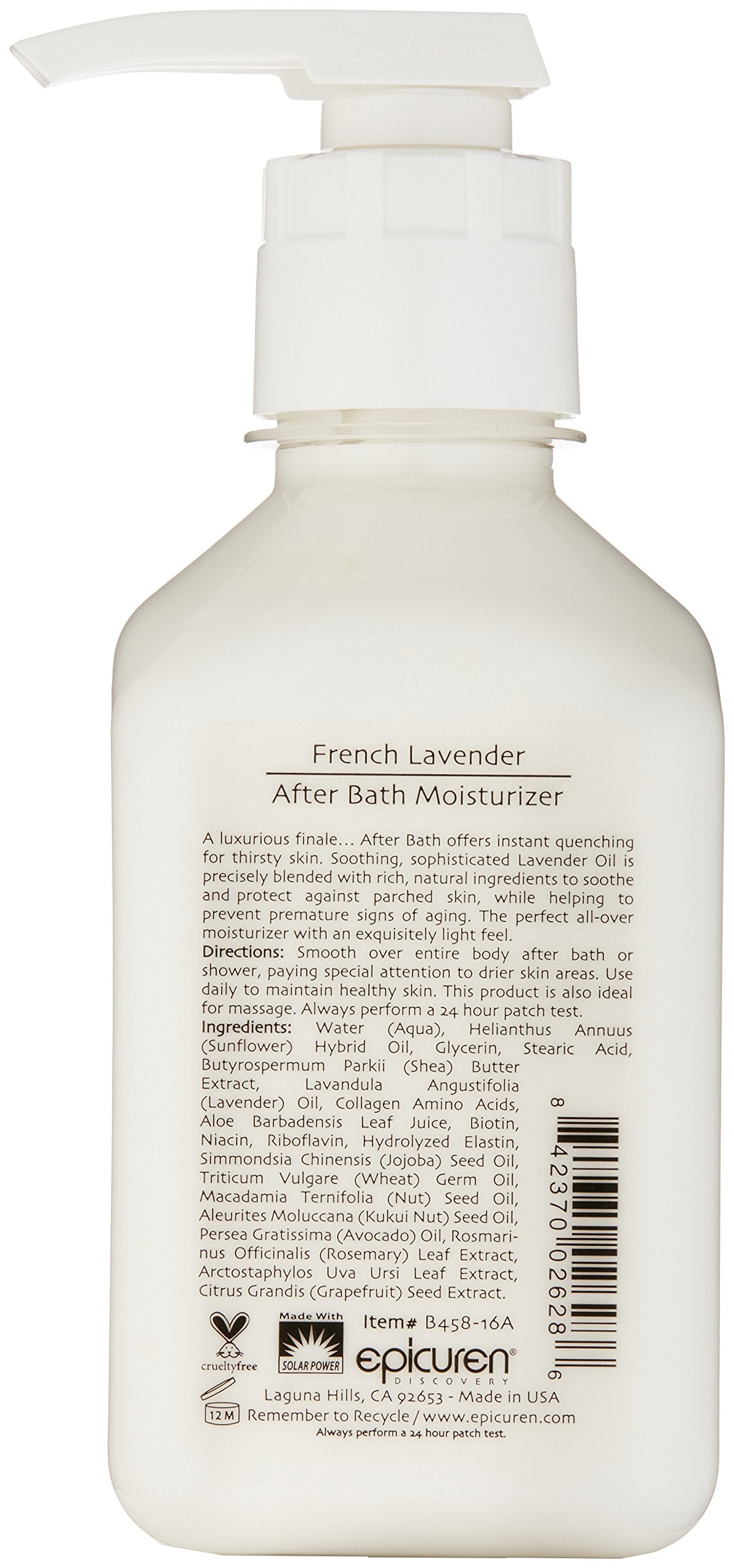 Epicuren Discovery French After Bath Body Moisturizer, Lavender, 16 oz.