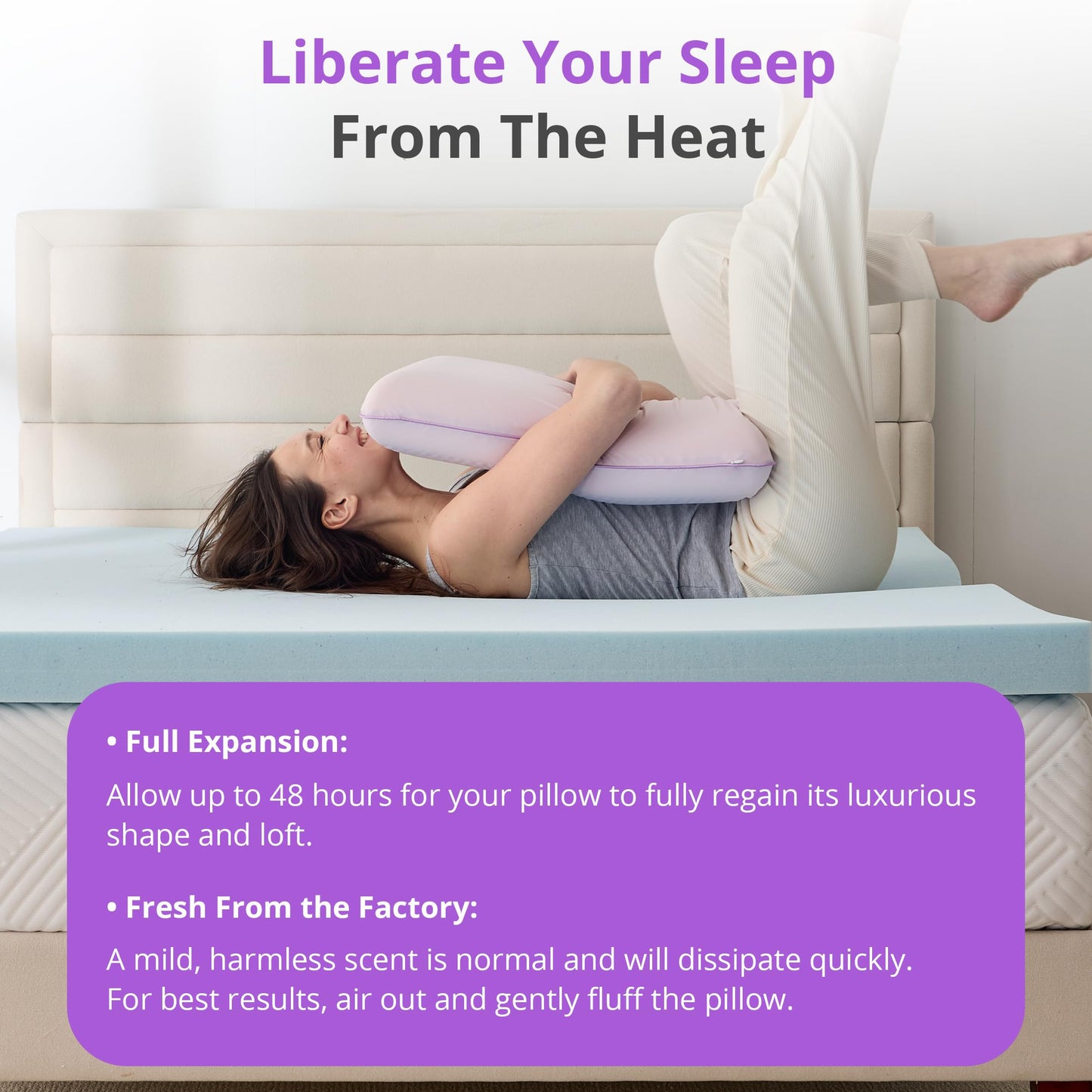 Gelsea Cooling Gel Memory Foam Pillow - Reversible Design, Neck Support for Side, Back, Stomach Sleepers, Standard Size, Removable & Machine Washable Cover, Pressure Relief for Hot Sleepers, Purple