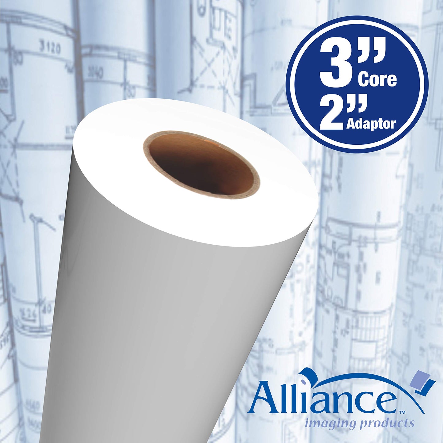 Alliance Wide Format Paper CAD Bond Rolls (20lb | 2 Rolls, 36 In x 300 Ft | 3" Core)