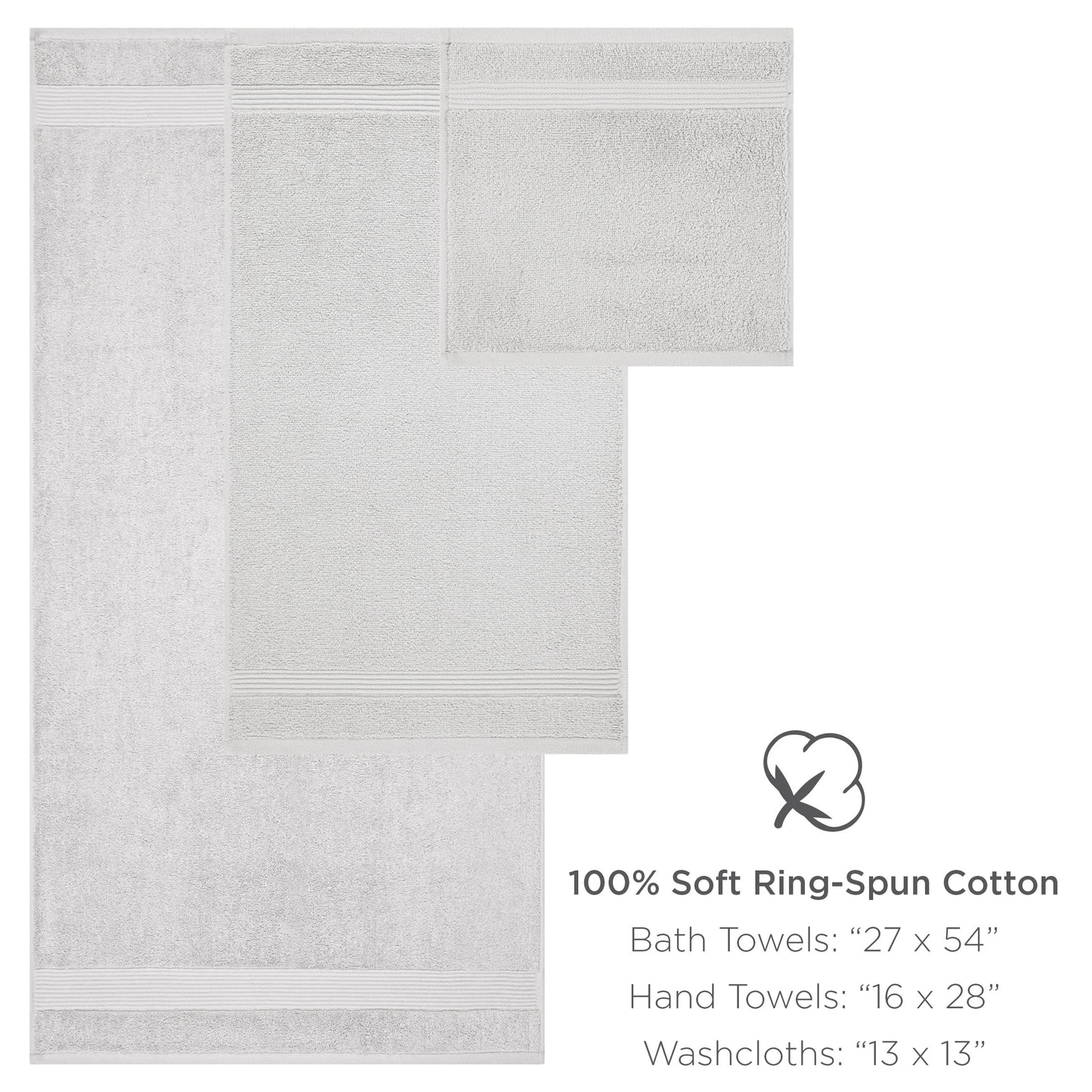 Arkwright Bath Towels Set of 4 - Super Soft 100% Cotton, 600 GSM Quick Dry & Absorbent, Luxury Bathroom Essentials for Hotels, Spa, Hosts, and Vacation Rentals, Pewter Grey