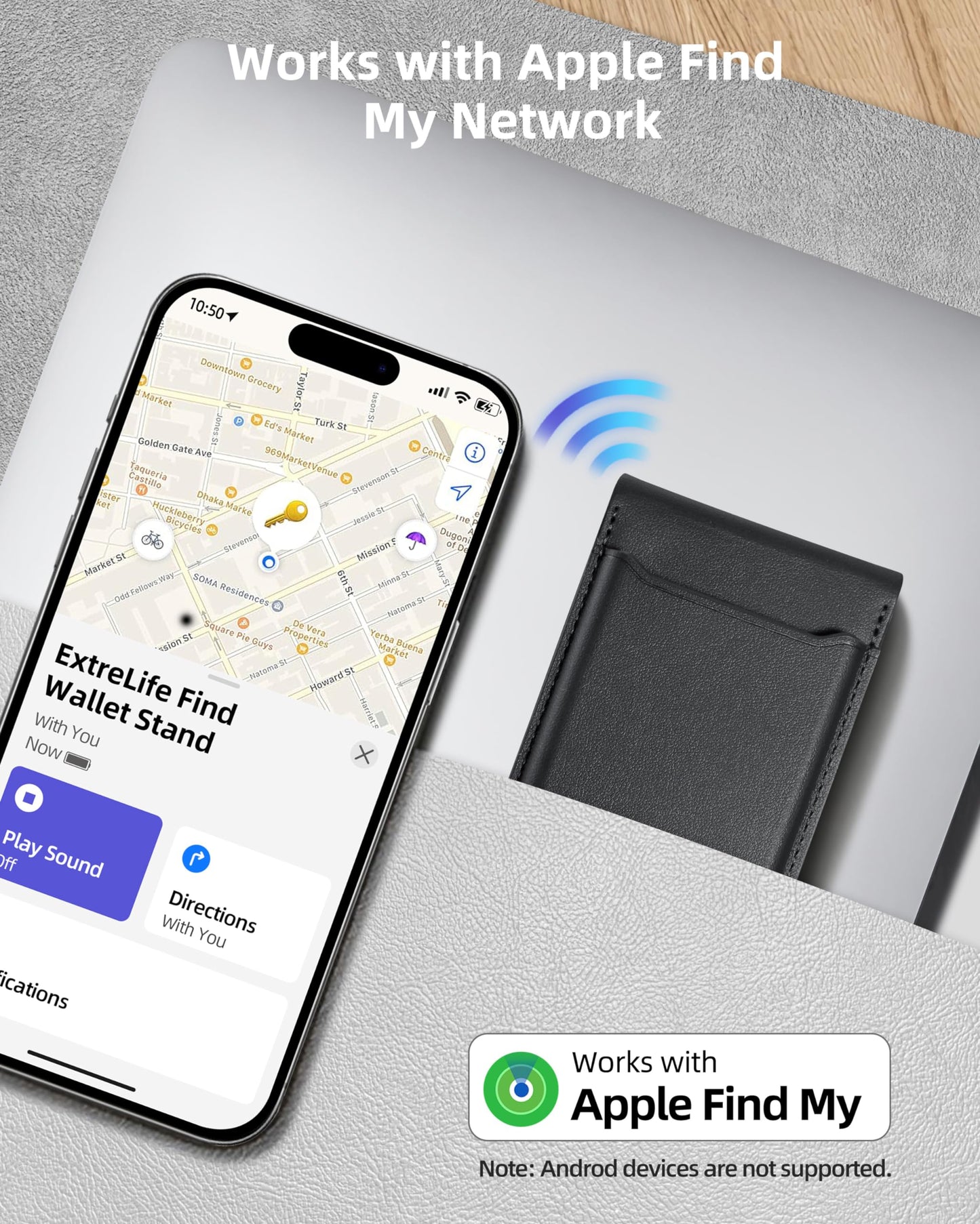 for Magsafe Wallet, Works with Apple Find My, Strongest Magnetic Wallet for iPhone 16/15/14/13/12 Series, for iPhone Wallet with Adjustable Stand, Wallet Tracker, 6 Cards Holder, Vegan Leather, Black
