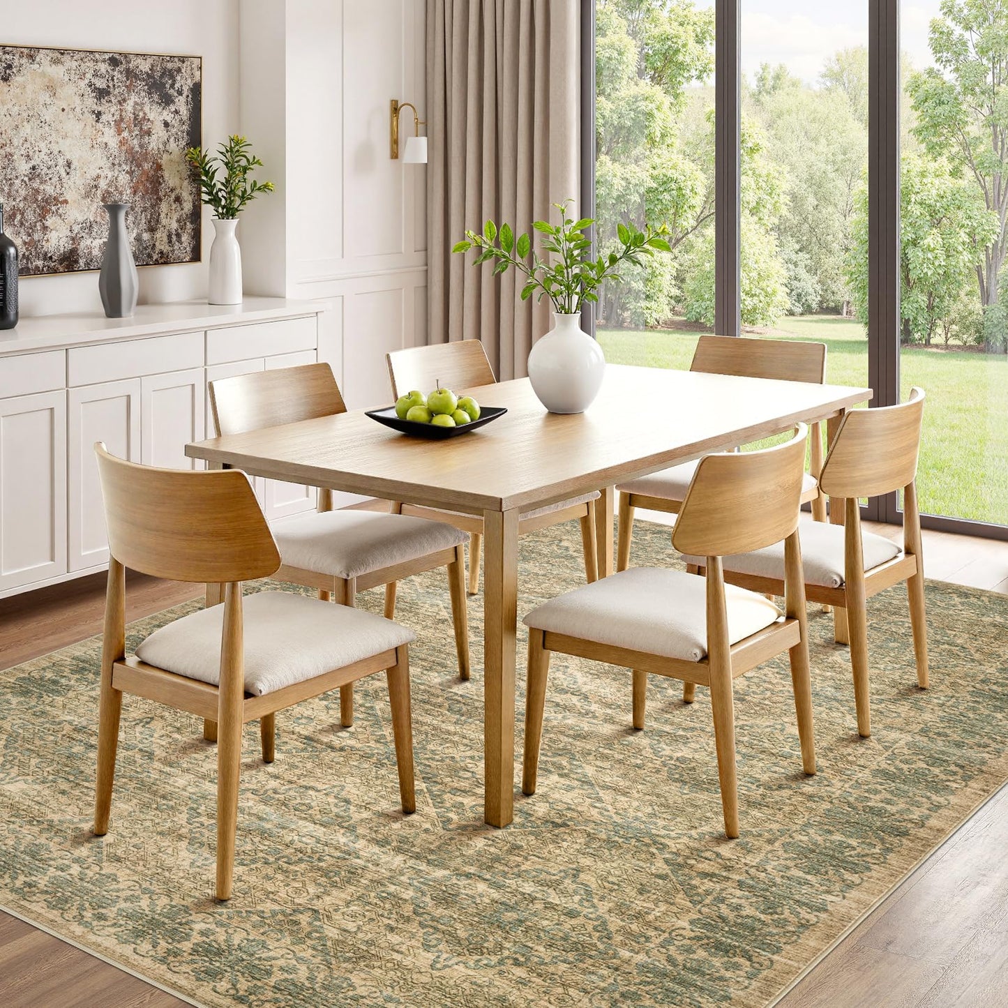 10x14 Area Rug Living Room: Washable Neutral Vintage Large Rugs Non-Slip Stain Resistant Soft Low Pile Indoor Retro Carpet for Bedroom Dining Room Under Table Office Playroom - Brown