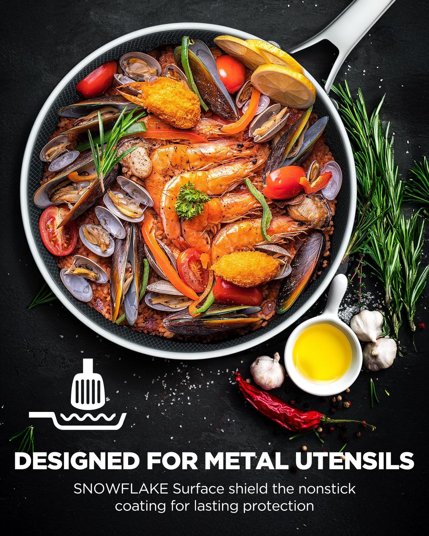 Yonida Non Stick Frying Pans, 11-inch with Lid, Hybrid Pans Nonstick,non stick Fajita Skillets Stainless Steel Cooking Pan, Dishwasher & Oven-Safe, PFOA Free Cookware, Induction Compatible