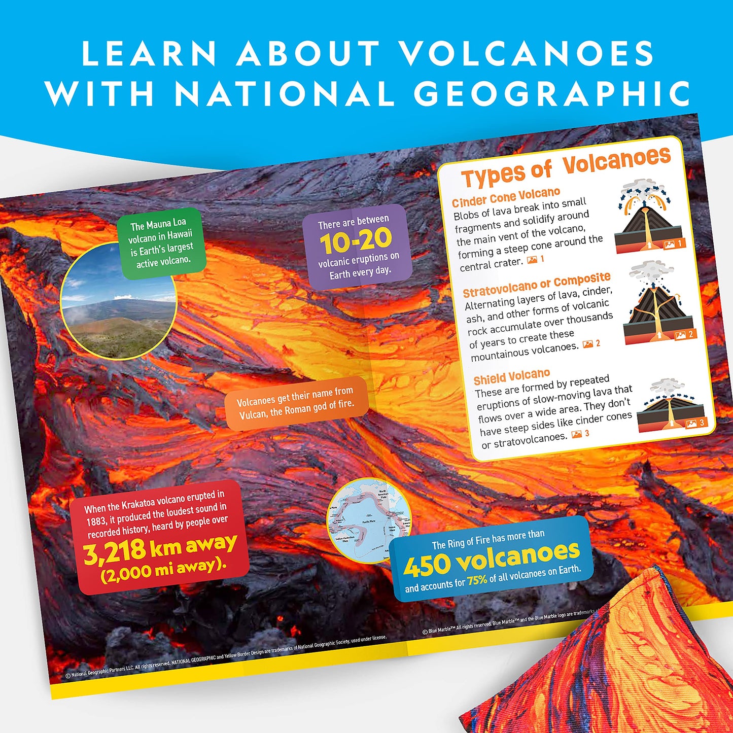NATIONAL GEOGRAPHIC Volcano Bean Bag Toss Game for Kids - Kids Cornhole with 5 Backyard Games, Bean Bags, Volcano Tower & Decals, Yard Games for Kids, Outdoor Kids Games, Backyard Toys