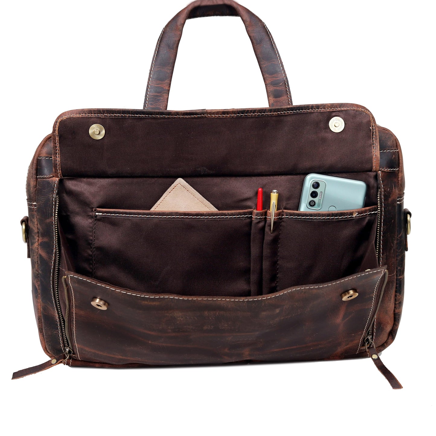 Full Grain italian Leather Briefcase for Men, Top Choice Gifts, Handcrafted Laptop Bag with Multiple Compartments Bags
