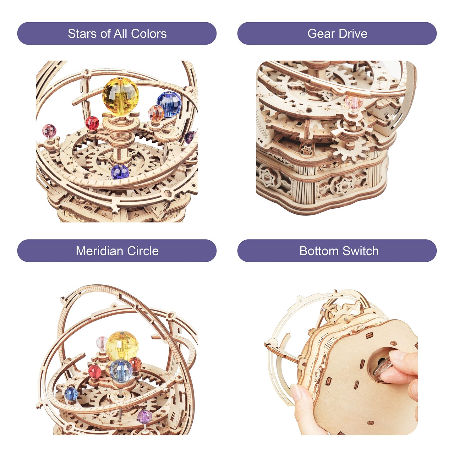 RoWood Music Box 3D Puzzles for Adults, DIY Wooden Mechanical Building Model Kits, Gift for Teens Kids on Children's Day/Birthday/Christmas - Starry Night