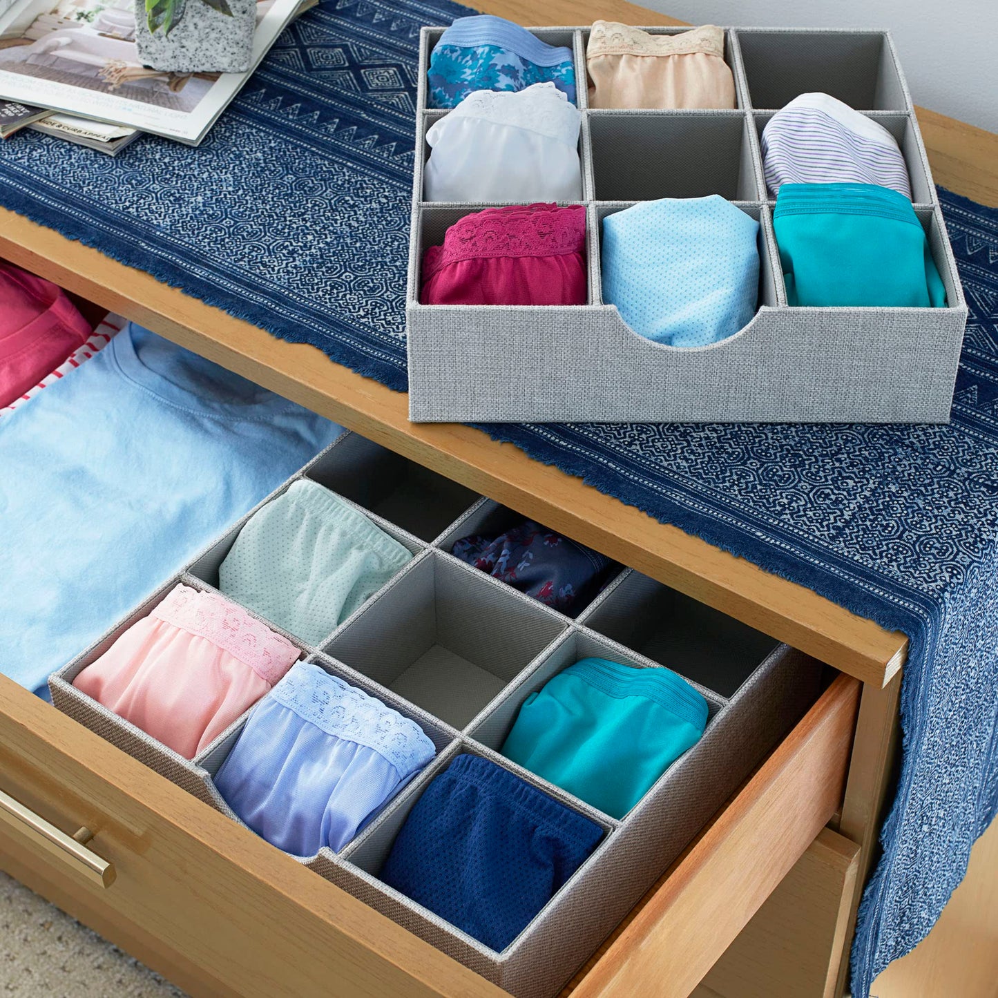 Household Essentials Drawer Organizer Tray 2 Pack, Gray